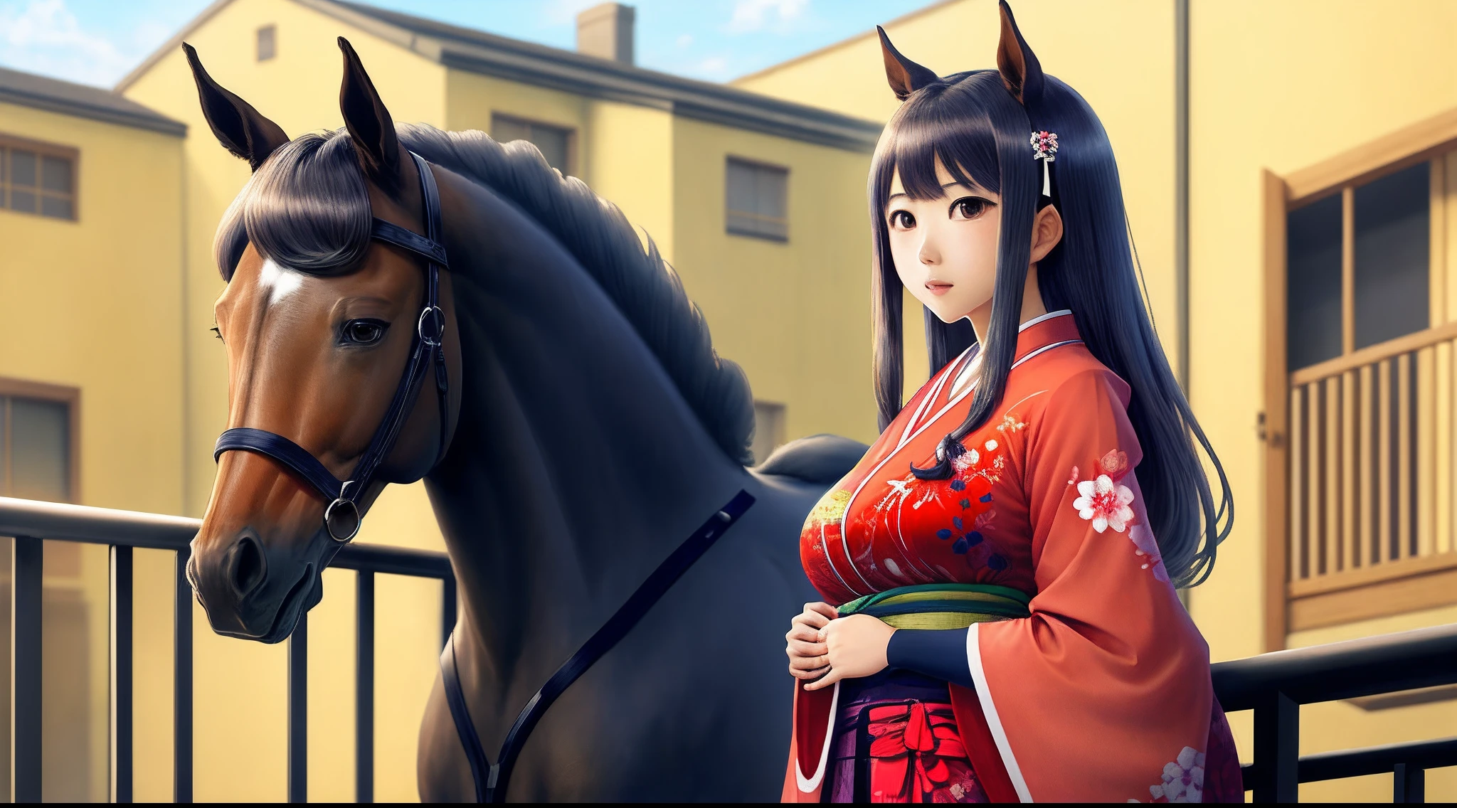 one japanese girl，anime big breast，On the balcony，One word horse，I didn't wear fat times