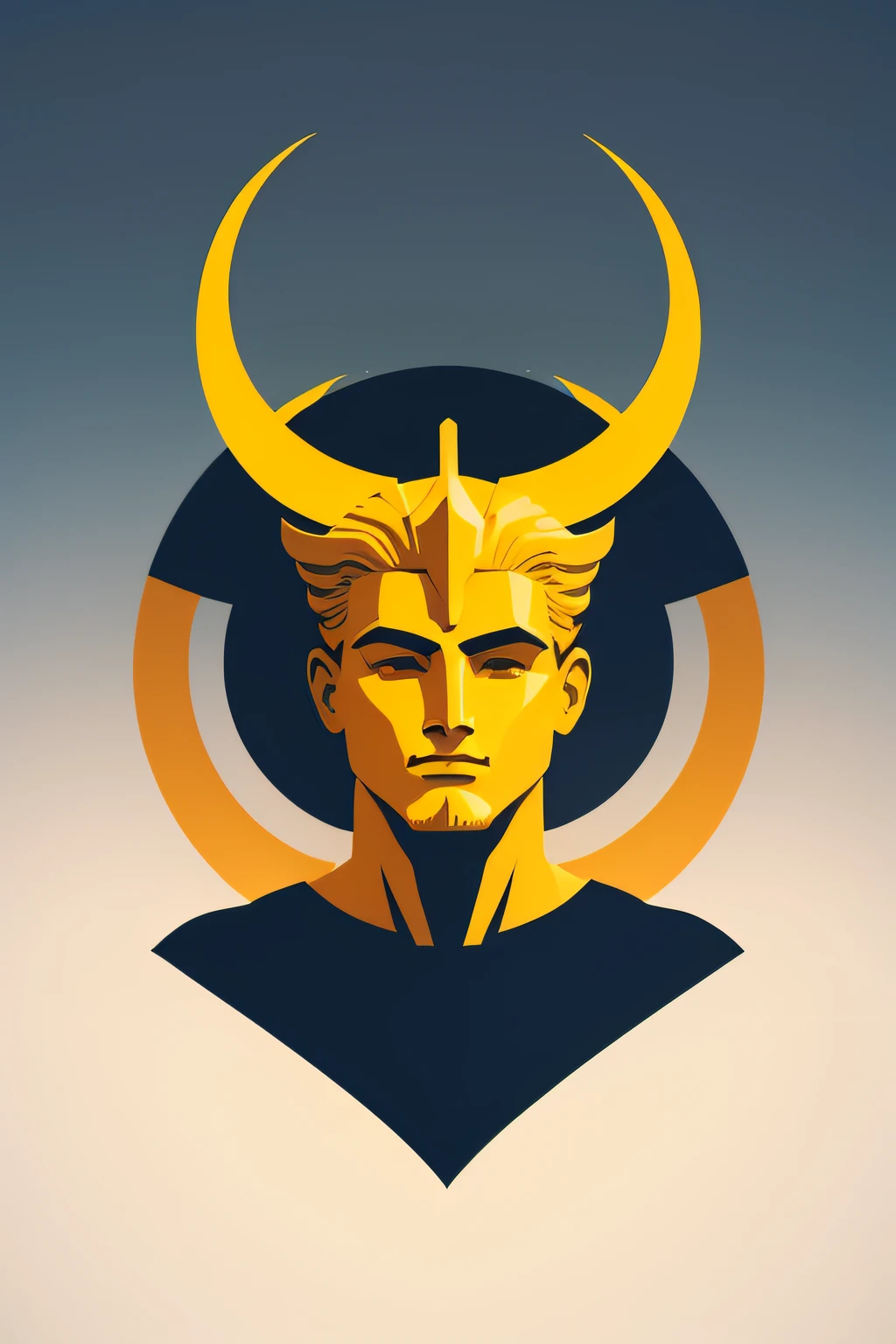 very minimalistic unique modern logo of [Apollo God of the Sun] with the style of Paul Rand, Eye-catching, charming, use [bold] colors, isoloted on  background