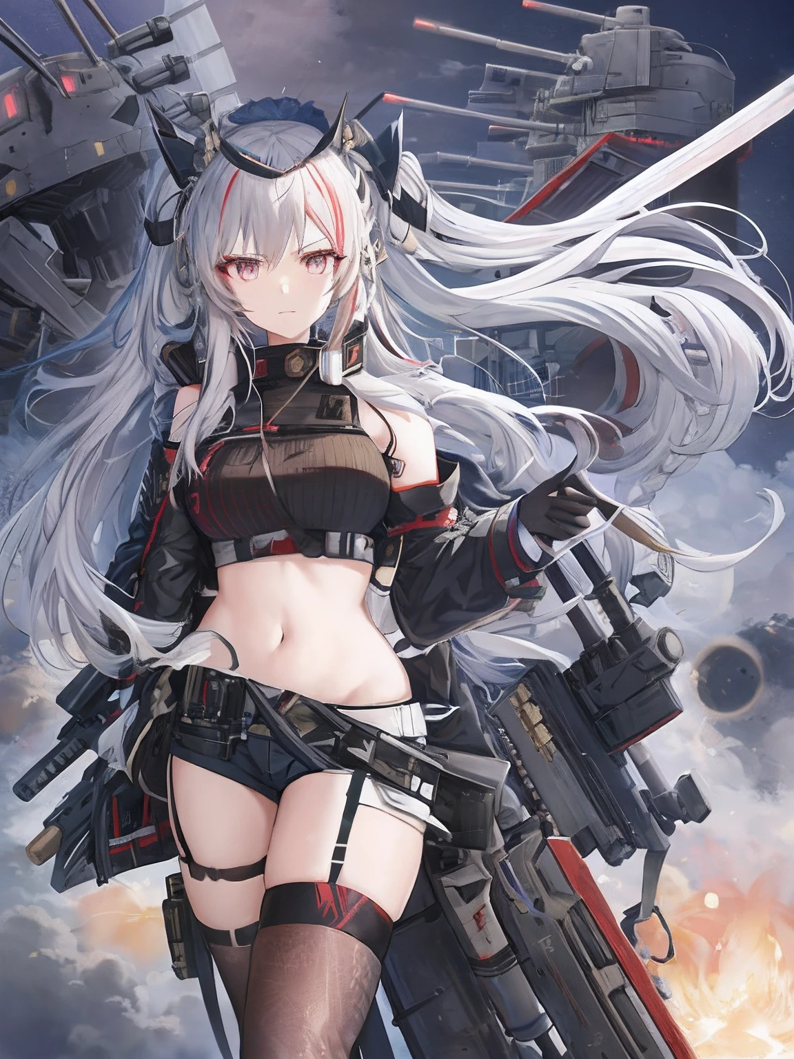 anime girl with a gun and a gun in her hand, Fine details. Girl Front, from girls frontline, m4 sopmod ii girls frontline, girls frontline style, Girls Frontline CG, girls frontline universe, azur lane style, Kantai collection style, Girl Front, A scene from the《azur lane》videogame, mechanized soldier girl, kancolle, Badass anime 8 K