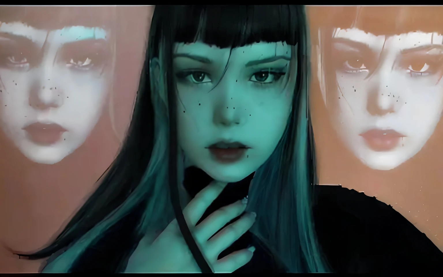 mulher arafed com longos cabelos pretos e olhos verdes e um top preto, Arte no estilo de Guweiz, Arte digital Ilya Kuvshinov, estilo de arte Loish, Loish |, love death and robots, arte digital estilo anime, estilo anime semi-realista, Estilo anime misturado com Fujifilm, Kuvshinov Ilya, estilo realismo anime