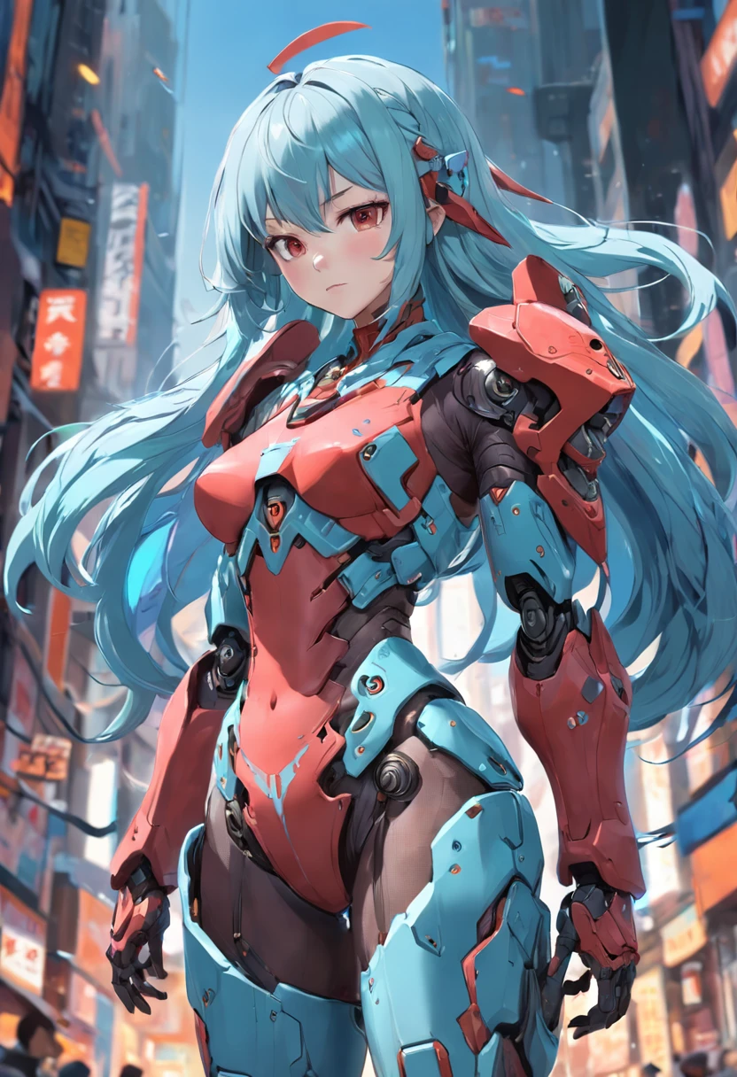 Crie uma imagem de Yae Miko, a smiling character with a friendly expression on her face. Ela tem coxas fortes e bem definidas. His appearance is confident and determined. She's wearing an elegant combat suit., com detalhes em cores vibrantes. in her hands, She holds a shiny futuristic weapon. The image should capture Yae Miko's energy and powerful presence