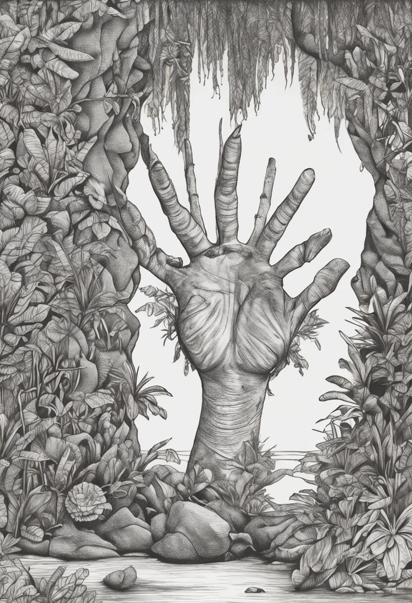 Pencil drawing of an open palm
