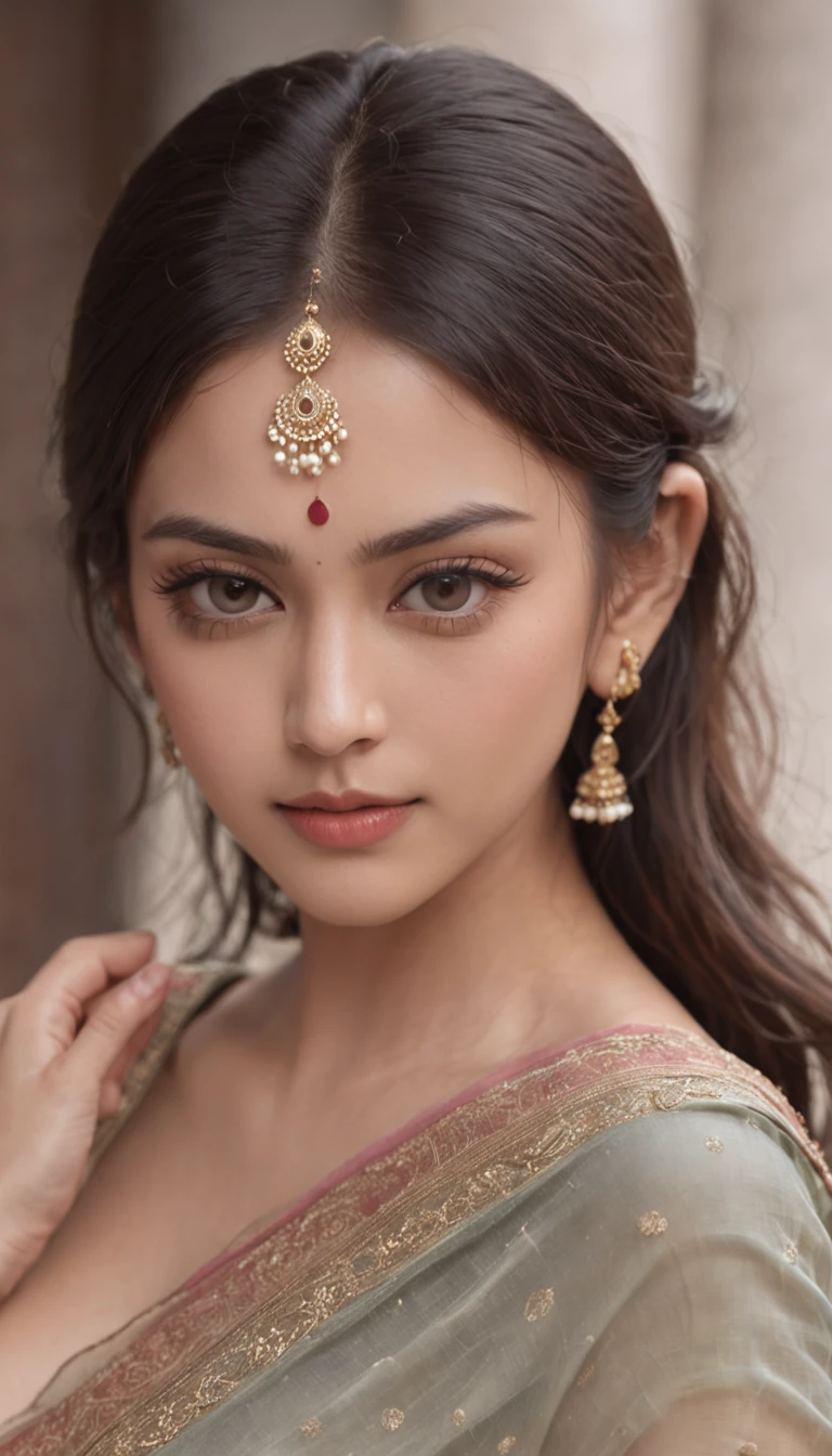 a woman posing for a picture, indian goddess, Traditional beauty, Indian, Beautiful goddess, Gorgeous Role Play, indian style, indian super model, beautiful teenage girl, Gorgeous woman, south east asian with long, provocative indian, gorgeous beautiful woman, hindu aesthetic, Beautiful Asian girl, extremely detailed goddess shot, Jaw-dropping beauty, Big boobs, deep cleavage, sexy navel, No clothes, exposed, large bust, Pink