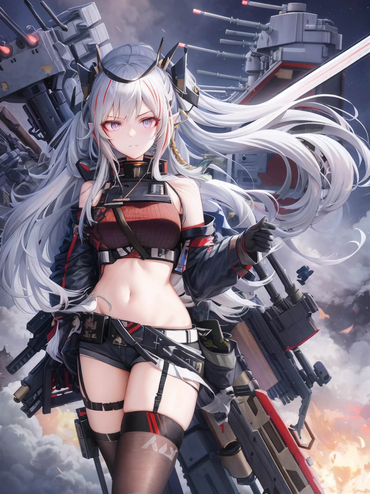 3d anime girl with gun and gun in her hands, Fine details. Girl front, from girls frontline, m4 sopmod ii girls frontline, girls frontline style, Girls Frontline CG, girls frontline universe, azur lane style, Kantai collection style, Girl front, A scene from the《azur lane》videogame, mechanized soldier girl, kancolle, Badass anime 8 K