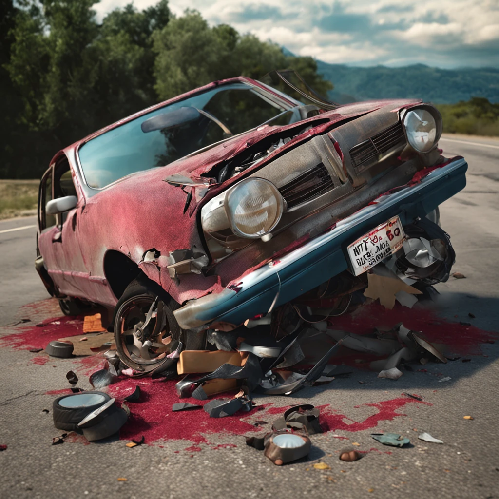 a women died in car accident 2d art