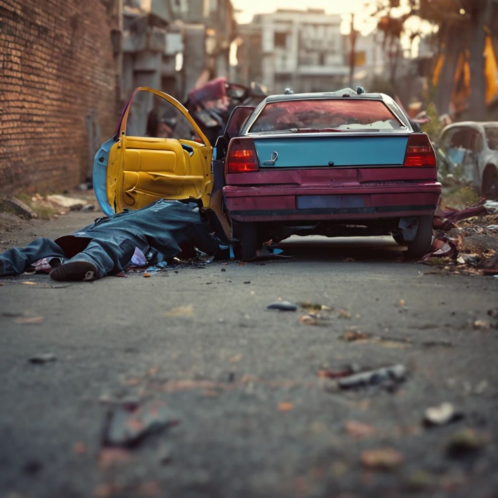 a women died in car accident 2d art