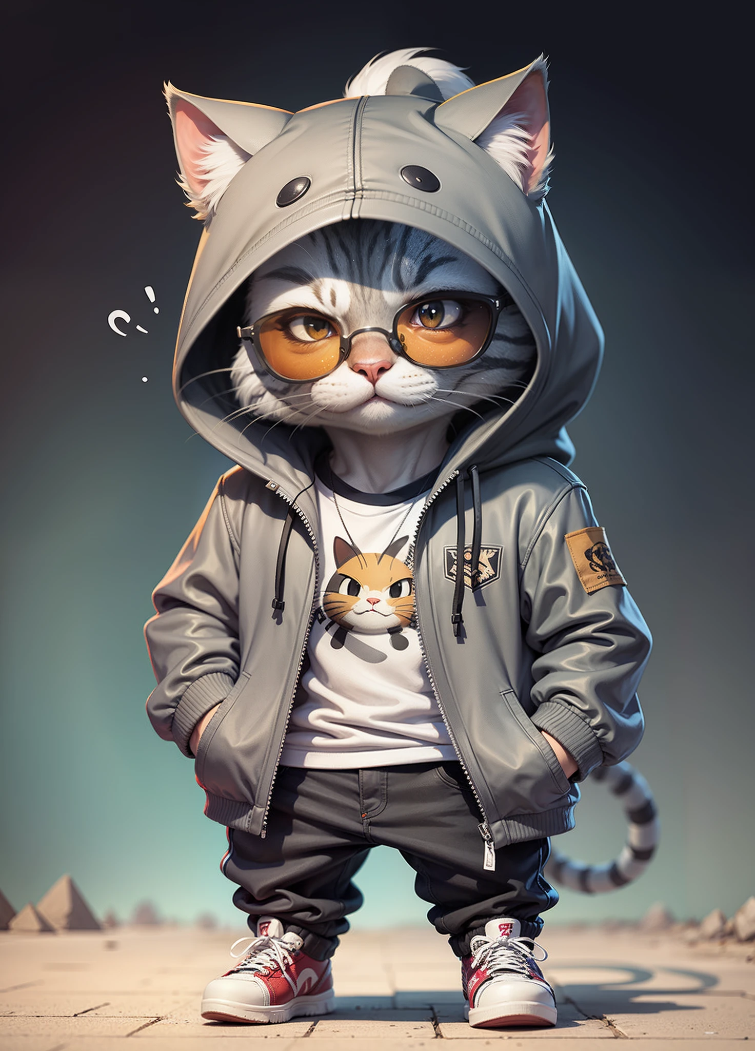 A close up of a cat wearing a hoodie and sunglasses - SeaArt AI