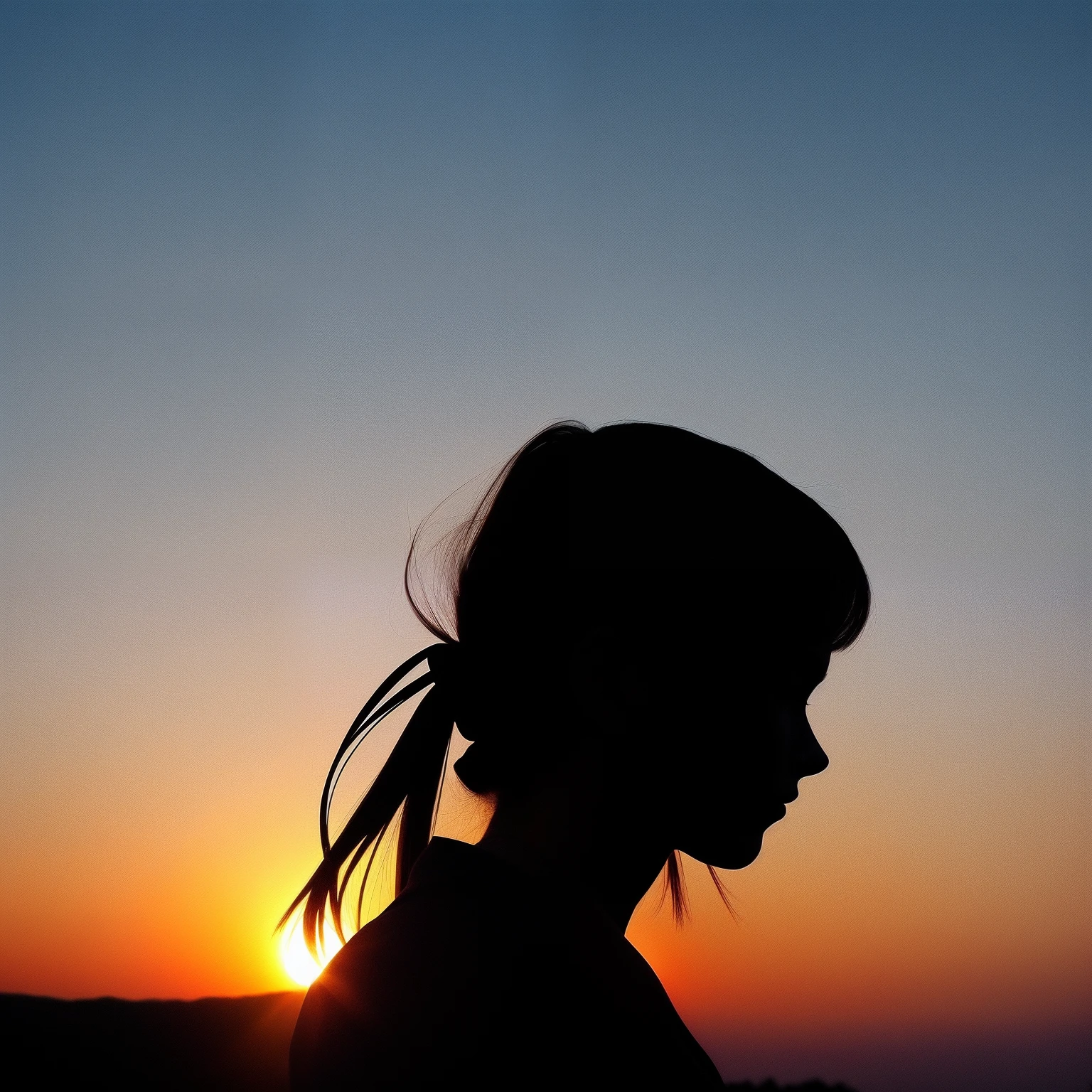 Silhouette of a cool beautiful 1girl