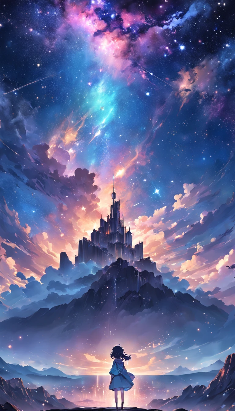 The entire galactic starry sky,Magnificent,Twinkling starlight,boundless,Fantastic sights。