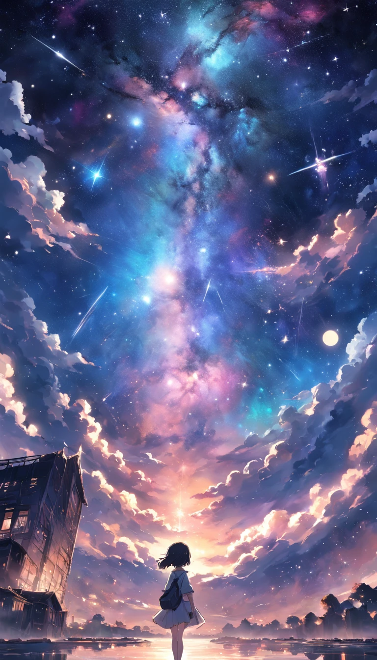 The entire galactic starry sky，Magnificent,Twinkling starlight，boundless，Fantastic sights。