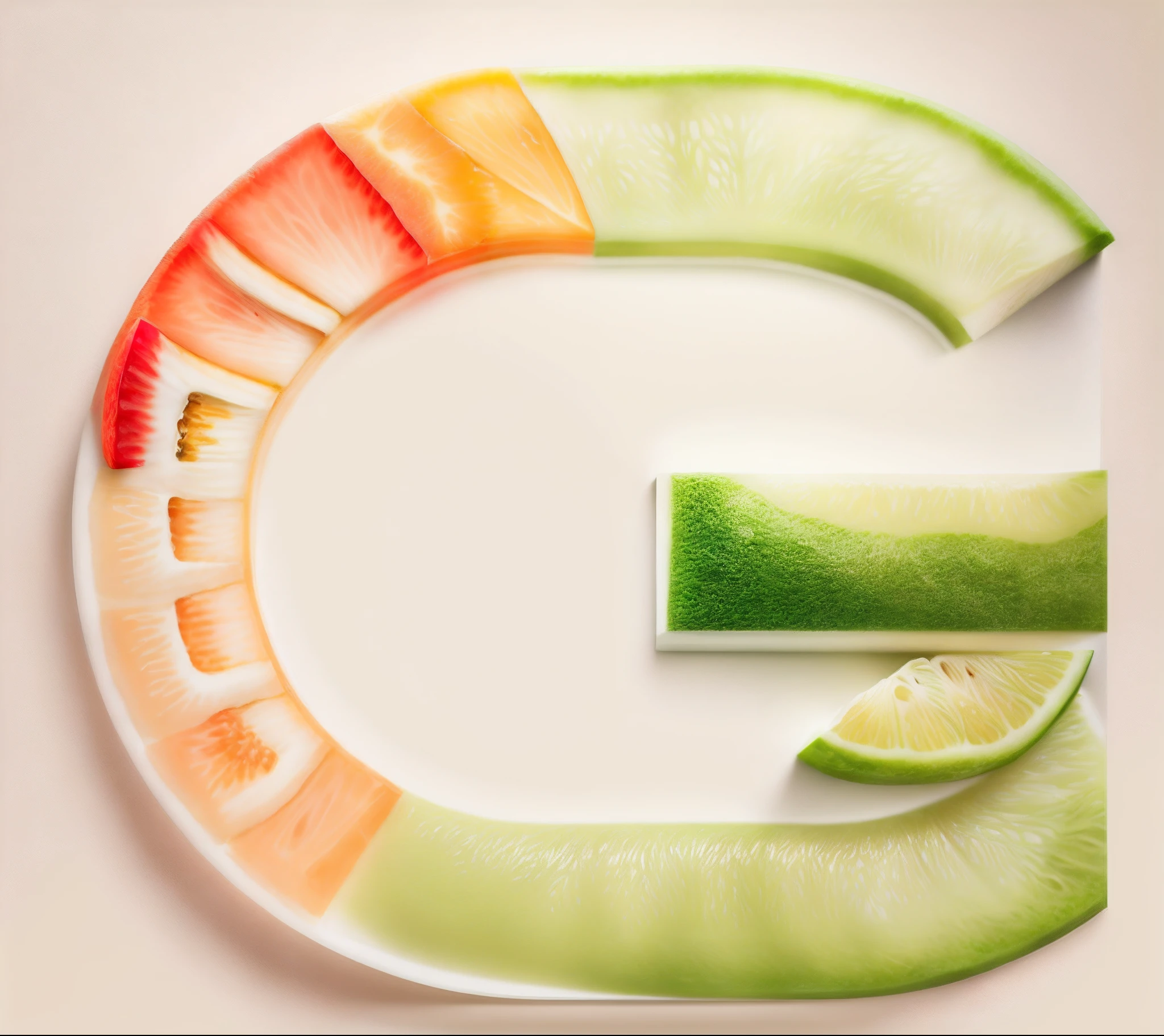 best quality,masterpiece, (made of 3 cut fruit and vegetable),white background
