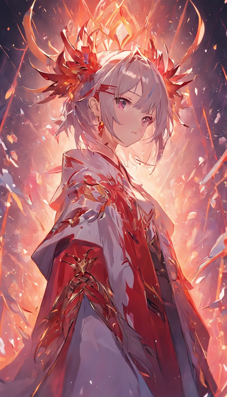 32K(tmasterpiece,k hd,hyper HD,32K)short detailed hair,Gold jewelry area in the back room,Flame Girl ,Yao Lang protector (realisticlying:1.4),Python pattern robe, red-purple tiara,Snowflakes fluttering,The background is pure,Hold your head high,Be proud,The nostrils look at people, A high resolution, the detail, RAW photogr, Sharp Re, Nikon D850 Film Stock Photo by Jefferies Lee 4 Kodak Portra 400 Camera F1.6 shots, Rich colors, ultra-realistic vivid textures, Dramatic lighting, Unreal Engine Art Station Trend, cinestir 800,Hold your head high,Be proud,The nostrils look at people