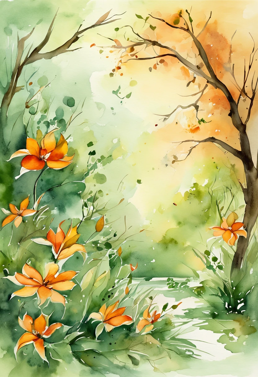 Master parts,best qualityer,8k wallpaper,(Realistic:1.3), green color、Realistic work in orange and black and white organic form, ultra - detailed,illustration,best illuminate,Best shade, Abstract works with neutral colors and organic shapes