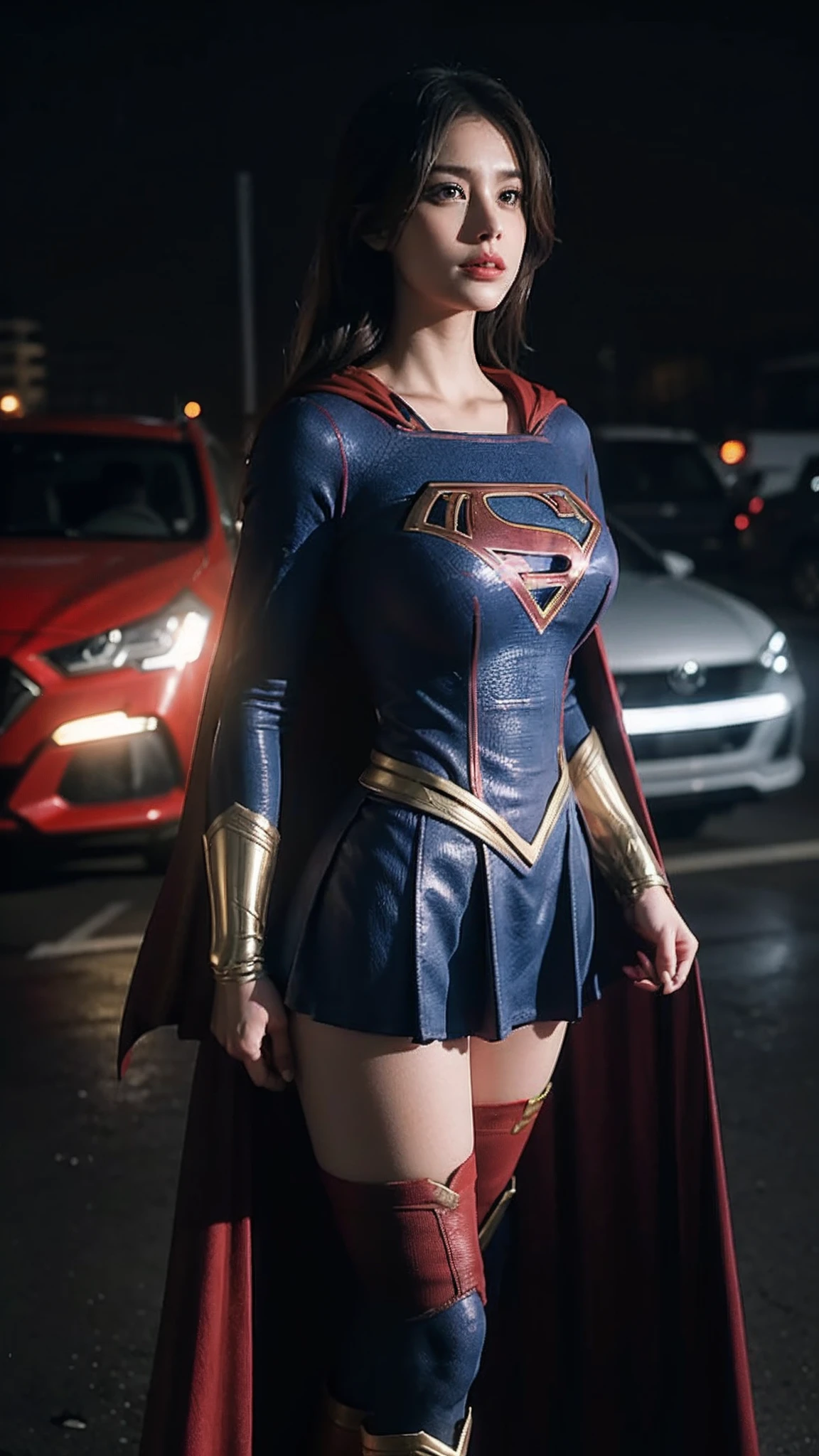 Woman body set large breasts, Supergirl costume dress