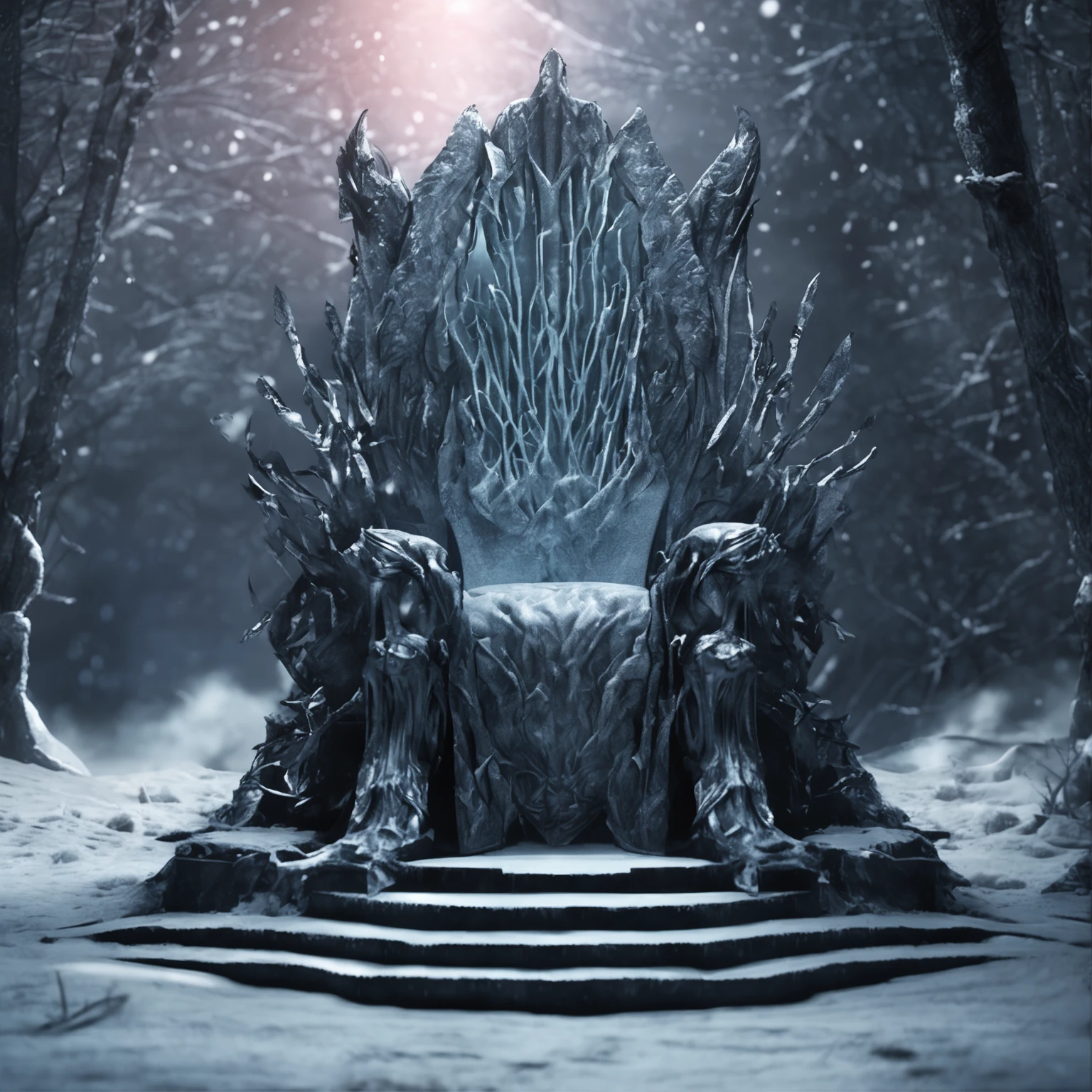 Best quality, Masterpiece, god of frost sit on his throne, magnificent pallace, snow land, high resolution, (photograph realistic:1.4), surrealism, Dream-like,fusionart, Shadowdancer, shadow magic, darkness control, stealth, shadowstep, umbral spells, hidden blade,