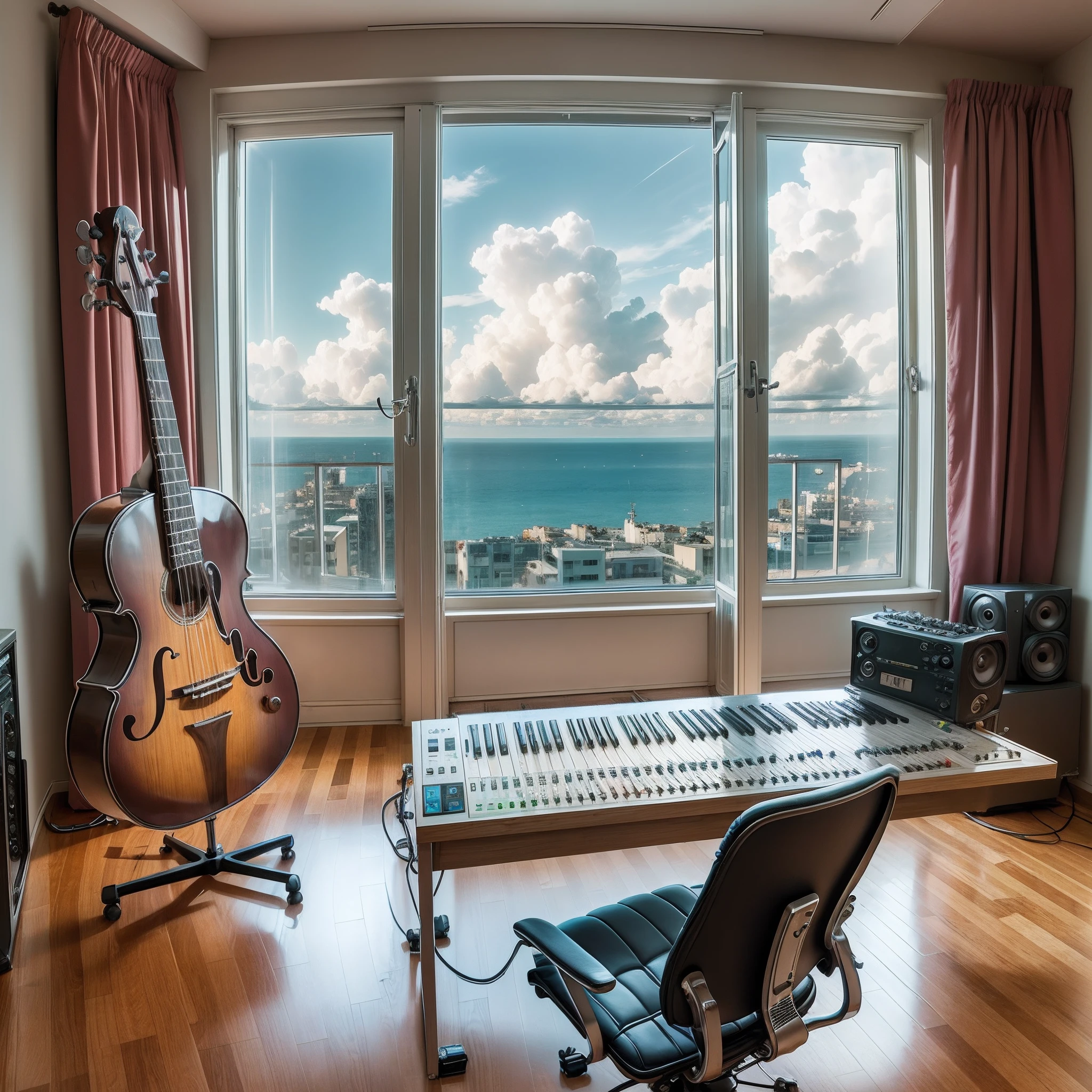 music studio with window view --auto --s2