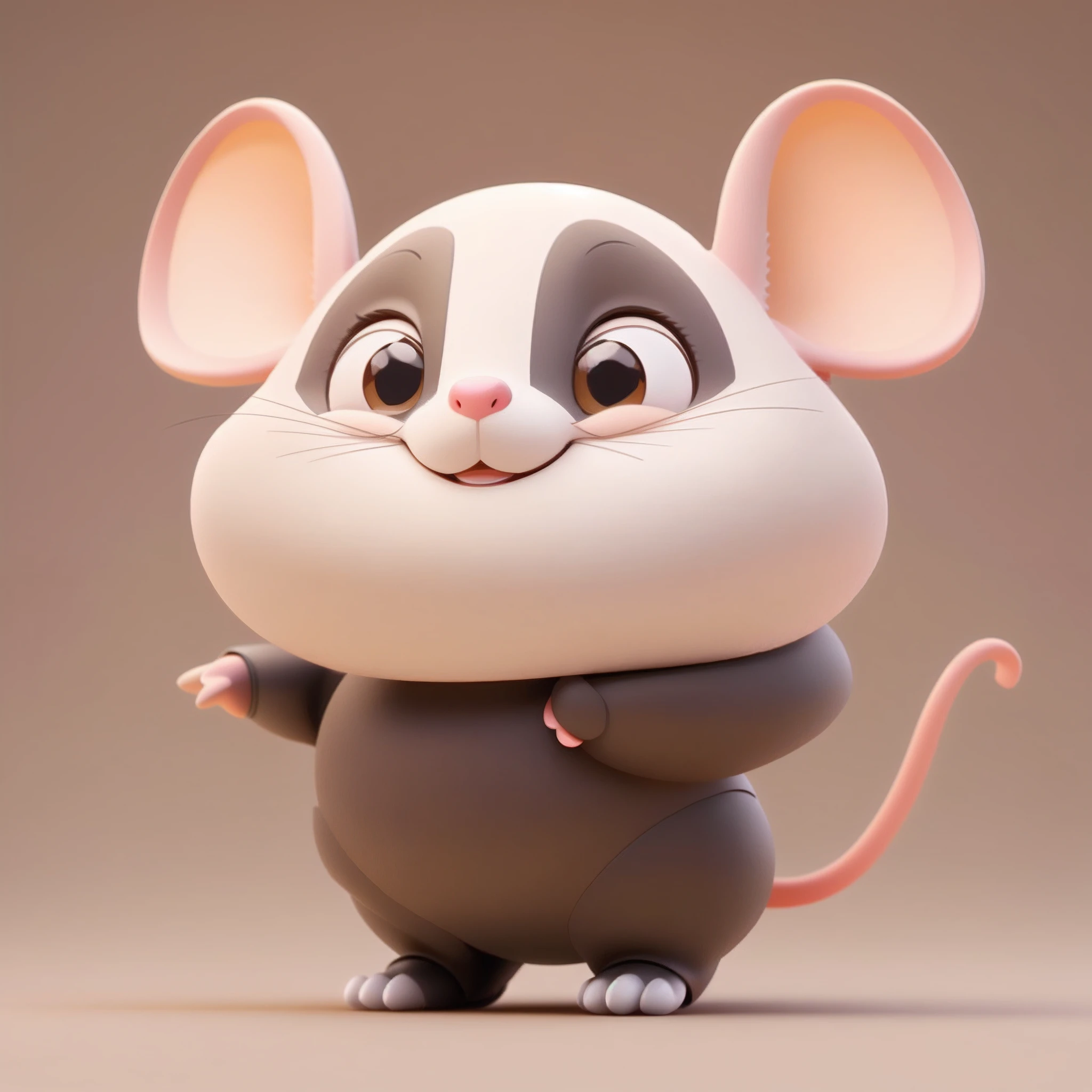 Cartoon mouse，Big ears and a big smile, Cute cartoon character,3 d rendered, anthropomorphic turtle, cartoon character,  high detailed cartoon,