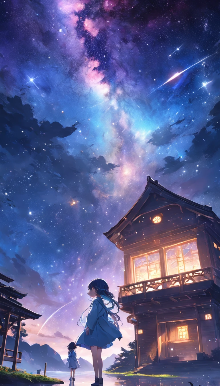 The entire galactic starry sky,Magnificent,Twinkling starlight,boundless,Fantastic sights。