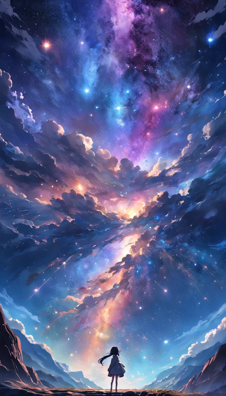 The entire galactic starry sky,Magnificent,Twinkling starlight,boundless,Fantastic sights。