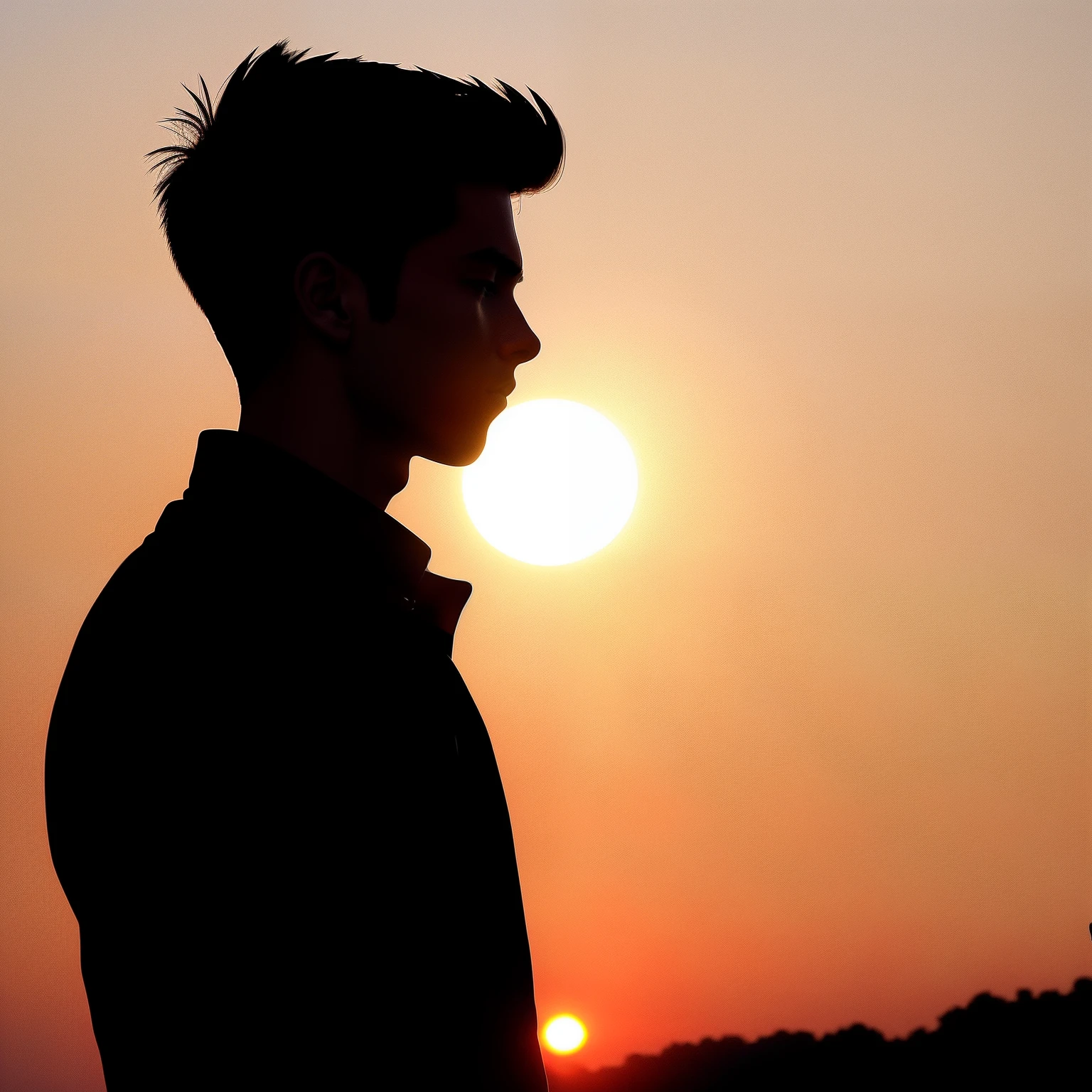 Silhouette of a cool young man