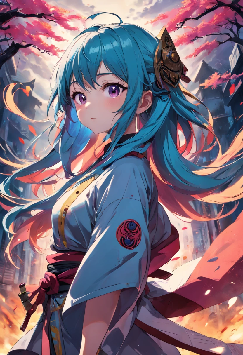 masterpiece, best quality, high quality, solo, female focus, looking at viewer, samurai,