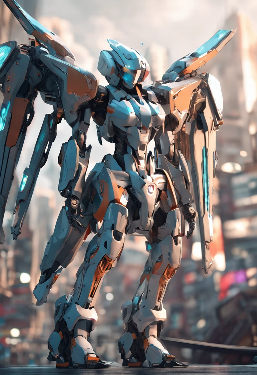 Close-up of a person flying in the air, Mecha wings, female mecha, mecha asthetic, girl in mecha cyber armor, cool mecha style, beautiful full-body concept art, modern mecha anime, Mechanized Valkyrie girl, pristine concept art, 2. 5 D CGI anime fantasy artwork, anime mecha aesthetic