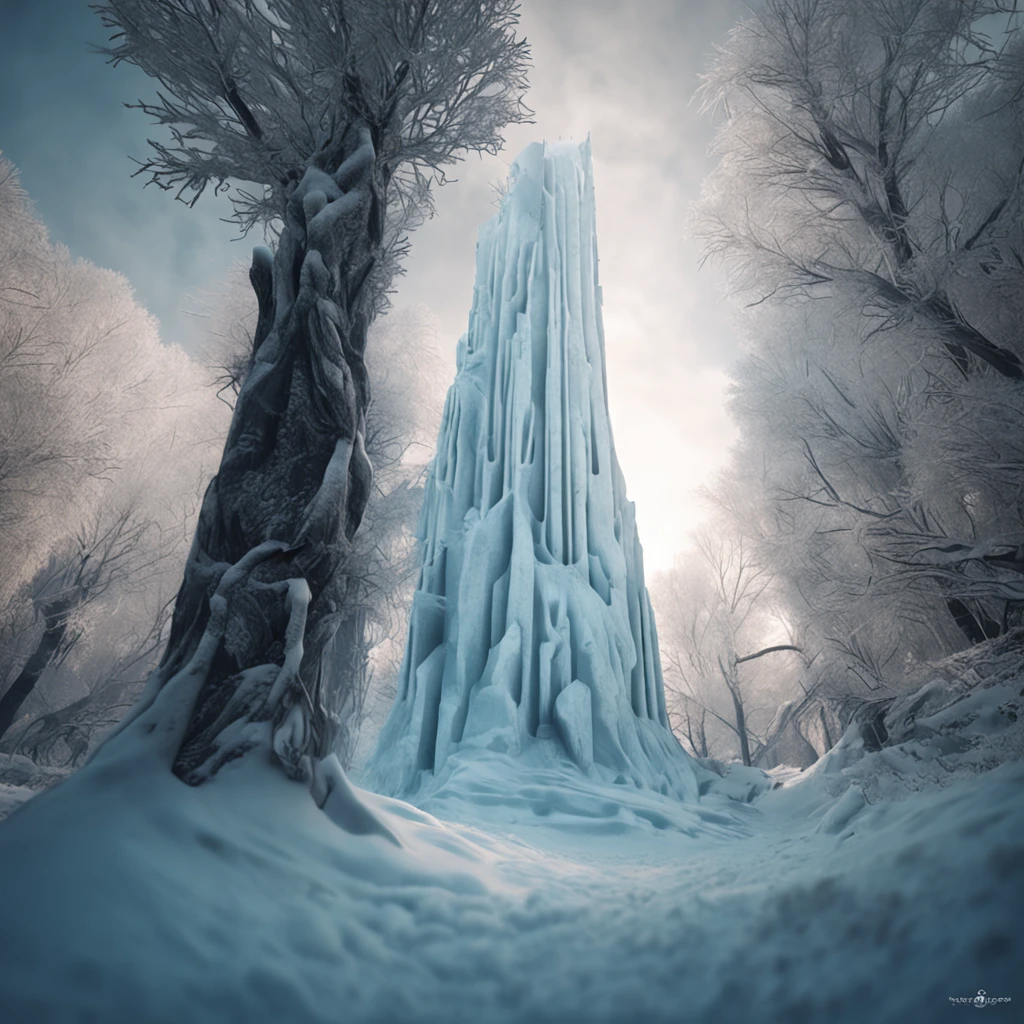 (distant view)Best quality, Masterpiece, 1 magnificent frost pillar at the boundary of the frost kingdom , snow land, high resolution, (photograph realistic:1.4), surrealism, Dream-like,fusionart, Shadowdancer, shadow magic, darkness control, stealth, shadowstep, umbral spells, hidden blade,