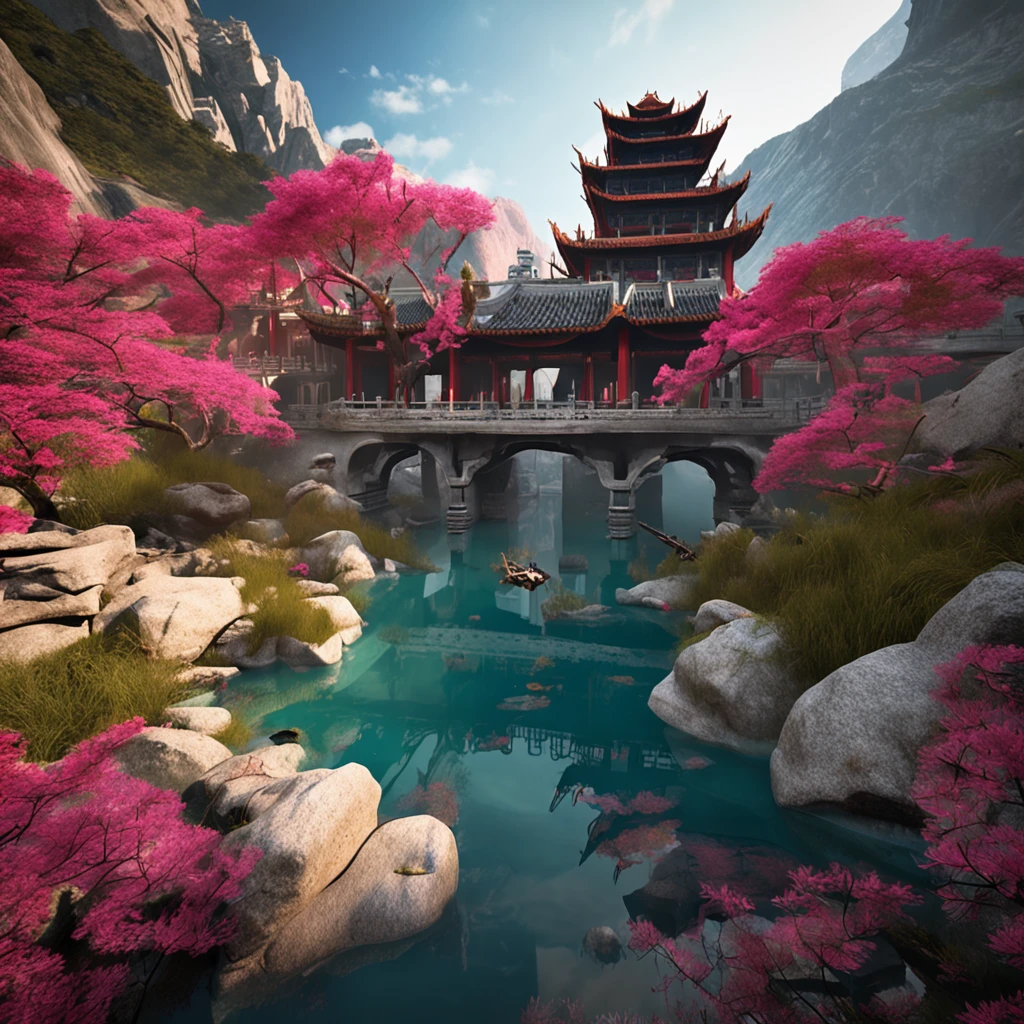 Classical Chinese arches were built,Ancient city in the mountains,Majestic architecture now,True fantasy,Gorgeous architecture to wear,Trails across mountain rapids create amazing journeys
