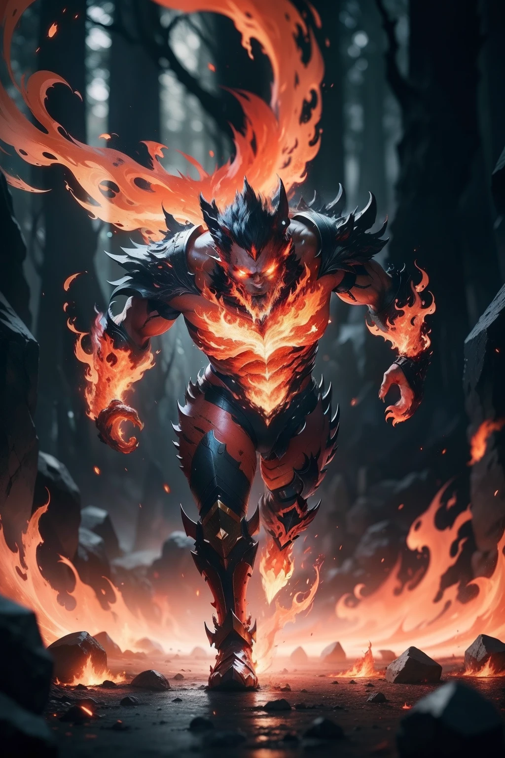 fire elemental entity, dynamic image, cinematic 8k