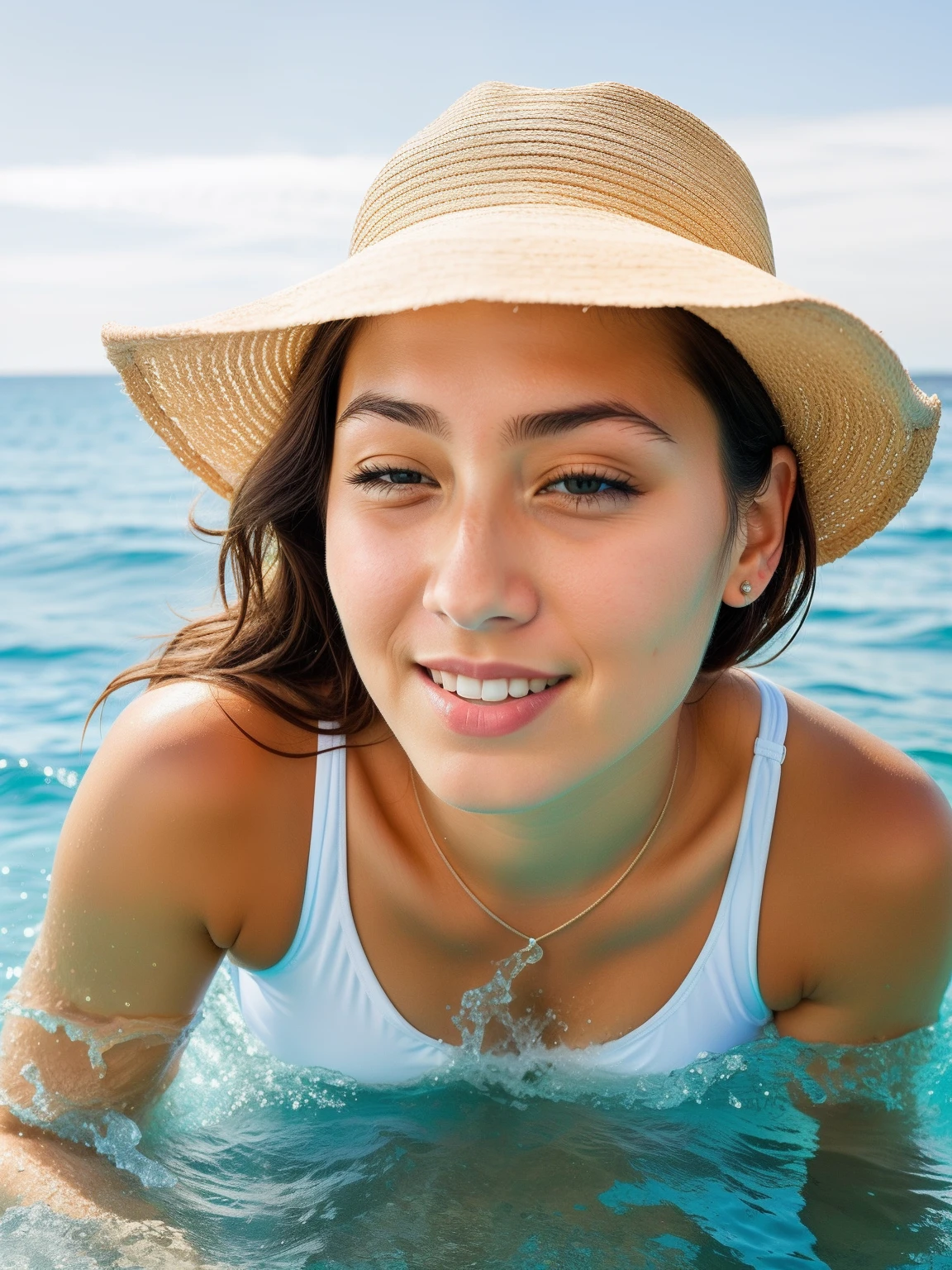 The face is open unchanged,Change to a swimsuit,