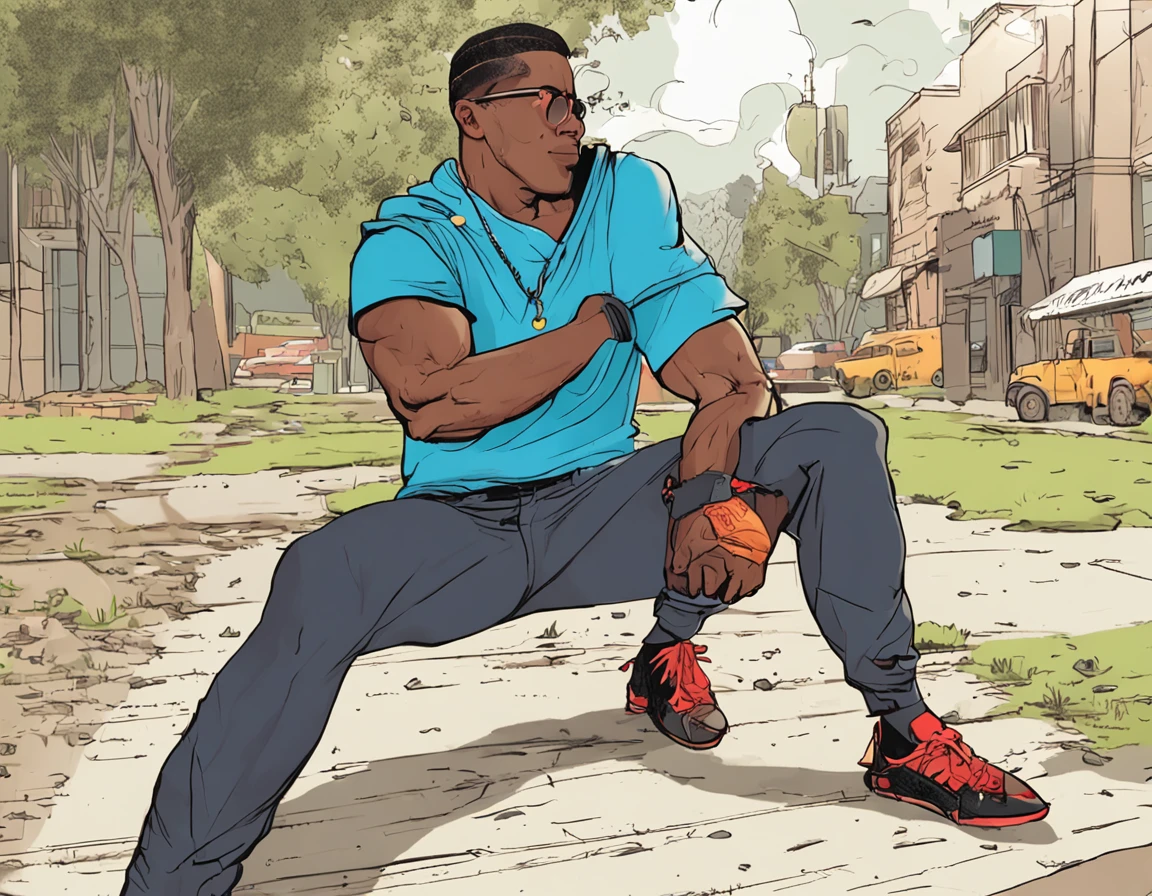 A black man stopped on the subway, cueca, hand holding the bar, pubic hair visible, BOJO MAIOR, large bulge, large bulge, de cueca , subway full of shocked children looking at black,