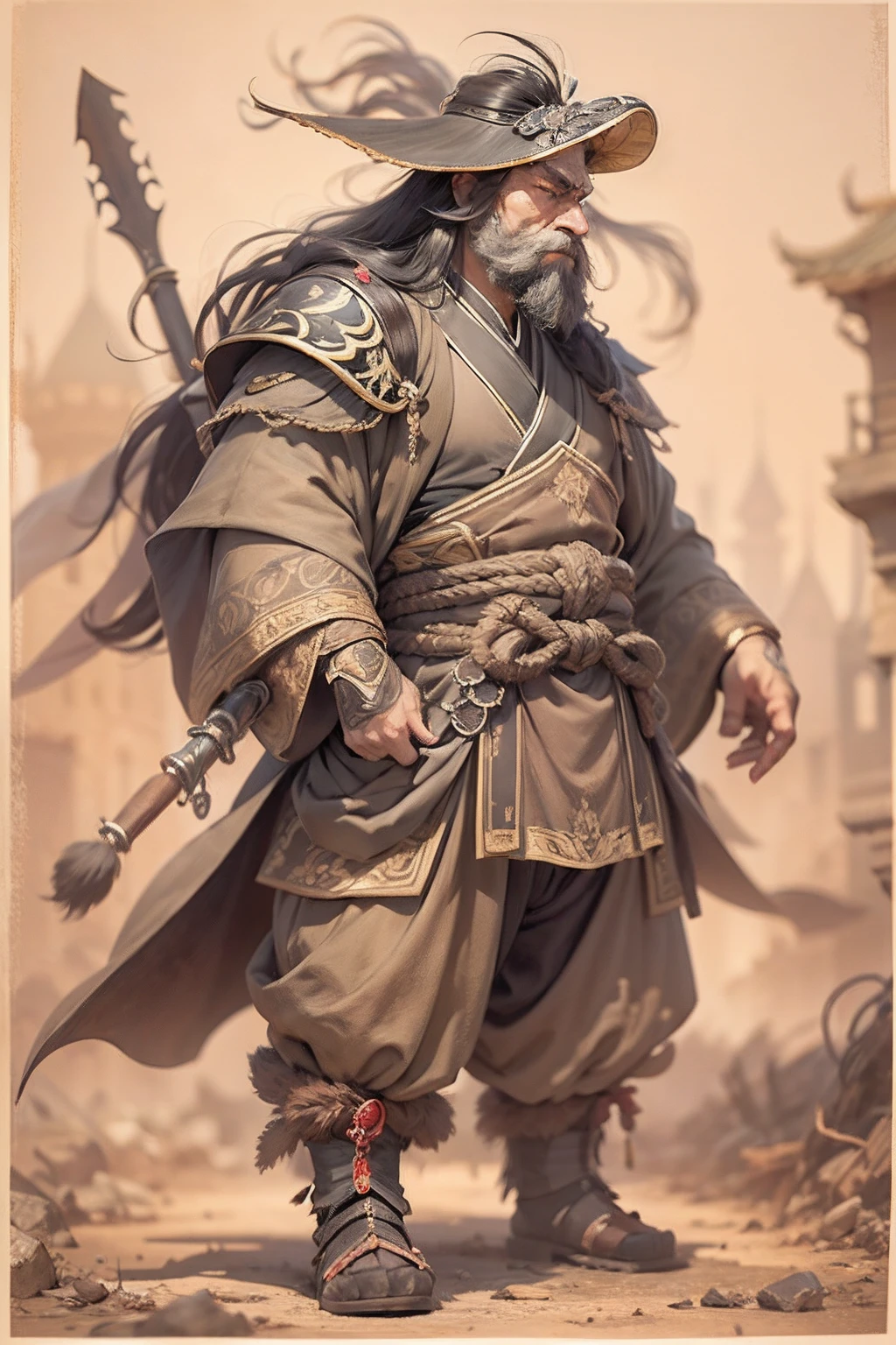 (anthropomorphic turtle),(Emperor Xingjun:1.4),coda,a tall body,Stout limbs,disdain,ran,tosen,The long hairs of the flame fluttered in the wind,combats,Dynamic lines,Dimly lit battlefield,Ruined castle,(stereoscopic perspective:1.4),Works of masters,super-fine,4K分辨率,high qulity,电影灯光,High picture detail,Detailed pubic hair,Epic shooting,Clearly focused hair,Detailed hair depiction,acurate