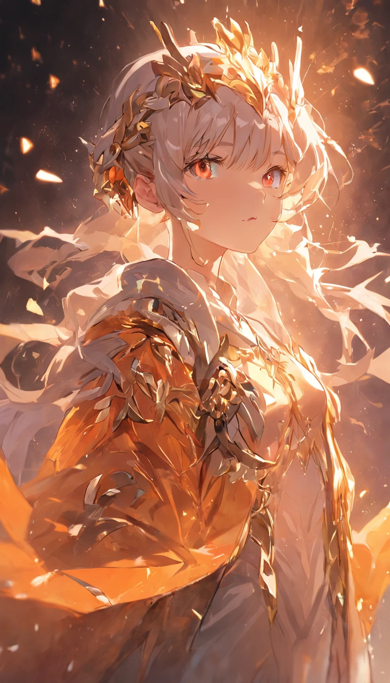32K(tmasterpiece,k hd,hyper HD,32K)short detailed hair,Gold jewelry area in the back room,Flame Girl ,Yao Lang protector (realisticlying:1.4),Python pattern robe, ORANGE-YELLOW tiara,Snowflakes fluttering,The background is pure,Hold your head high,Be proud,The nostrils look at people, A high resolution, the detail, RAW photogr, Sharp Re, Nikon D850 Film Stock Photo by Jefferies Lee 4 Kodak Portra 400 Camera F1.6 shots, Rich colors, ultra-realistic vivid textures, Dramatic lighting, Unreal Engine Art Station Trend, cinestir 800,Hold your head high,Be proud,The nostrils look at people
