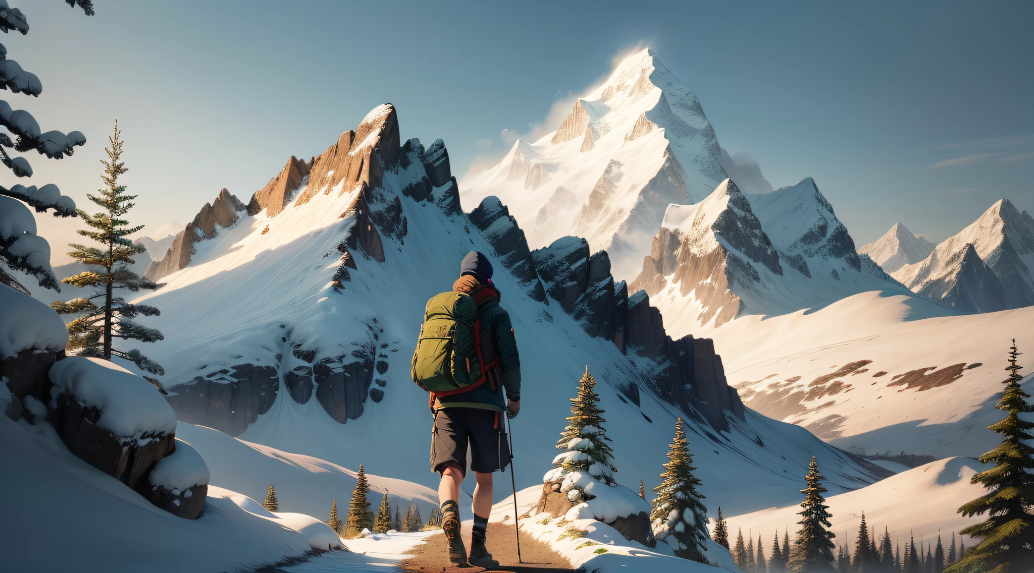 The image depicts a scene that illustrates the growth mindset and how one sees challenges as opportunities.

In the center of the image, there is a person walking on a narrow and steep path that leads to a high mountain. The person is wearing hiking clothes and is carrying a backpack on his back. His face is turned upwards, showing an expression of determination and confidence.

The trail is full of obstacles such as rocks, roots and uneven terrain. However, the person is facing these challenges in a fearless and focused way. Each obstacle is an opportunity to overcome and grow.

The mountain ahead is imposing, but the person is not discouraged. She sees the mountain as an opportunity to reach new heights and expand her boundaries.

The surrounding scenery is natural and showcases the beauty of nature. Tall trees surround the trail, and the sky is wide and clear. The lighting is soft, highlighting the details of the person and the environment. The color palette is rich and reflects a sense of adventure and possibility.

There are no visual distractions in the image, keeping the focus on the person and the challenges of the trail.

In summary, the simple and straightforward image presents a scene that illustrates the growth mindset by representing someone viewing challenges as opportunities for growth on a trail towards a mountain. It captures the determination and willingness to face obstacles as a way to progress and evolve.