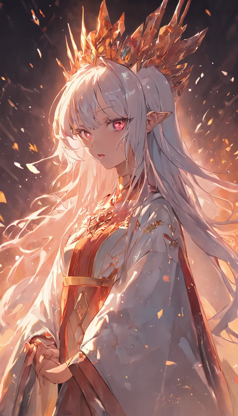 32K(tmasterpiece,k hd,hyper HD,32K)short detailed hair,Gold jewelry area in the back room,Flame Girl ,Yao Lang protector (realisticlying:1.4),Python pattern robe, gold-silver tiara,Snowflakes fluttering,The background is pure,Hold your head high,Be proud,The nostrils look at people, A high resolution, the detail, RAW photogr, Sharp Re, Nikon D850 Film Stock Photo by Jefferies Lee 4 Kodak Portra 400 Camera F1.6 shots, Rich colors, ultra-realistic vivid textures, Dramatic lighting, Unreal Engine Art Station Trend, cinestir 800,Hold your head high,Be proud,The nostrils look at people