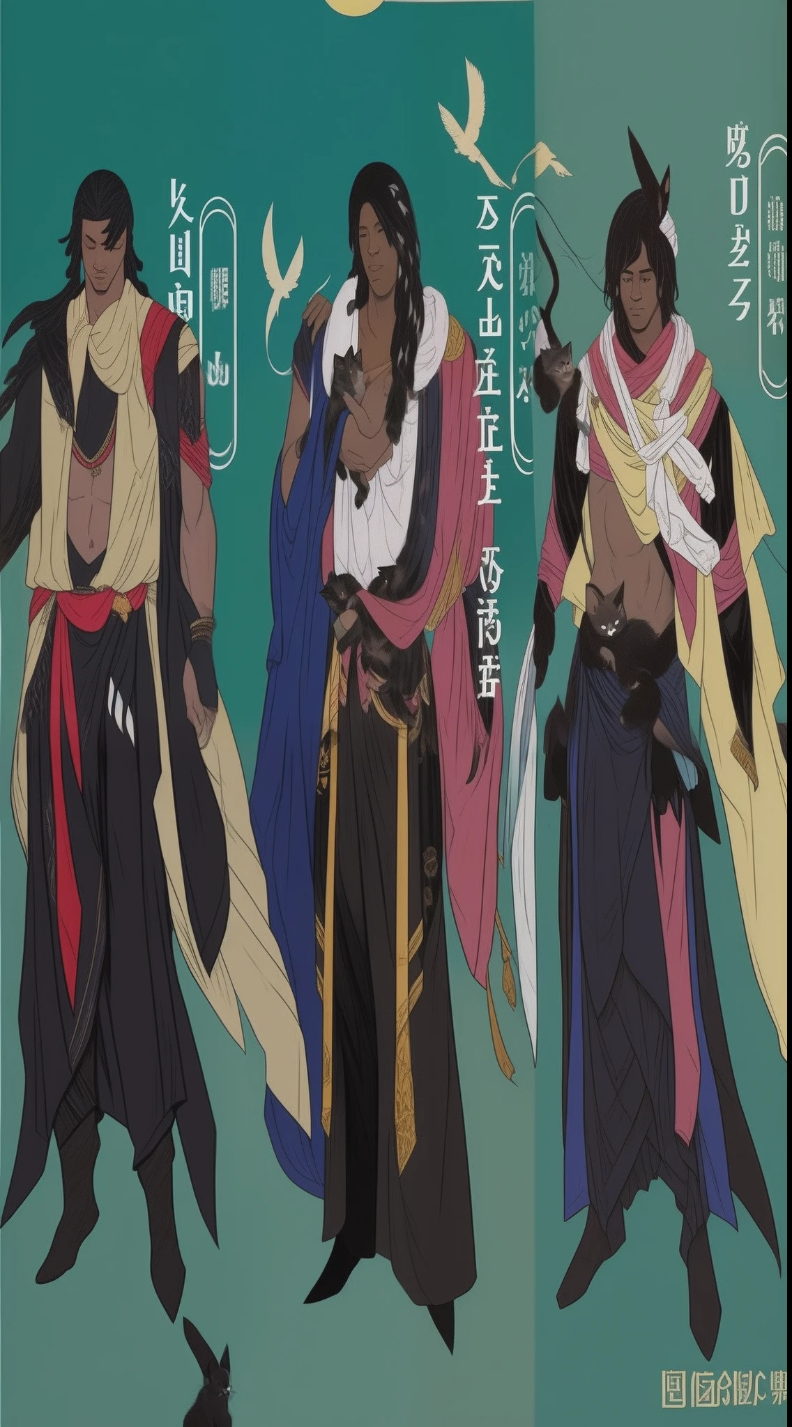 Black-skinned man,There are a lot of kittens in my arms,ancient wind