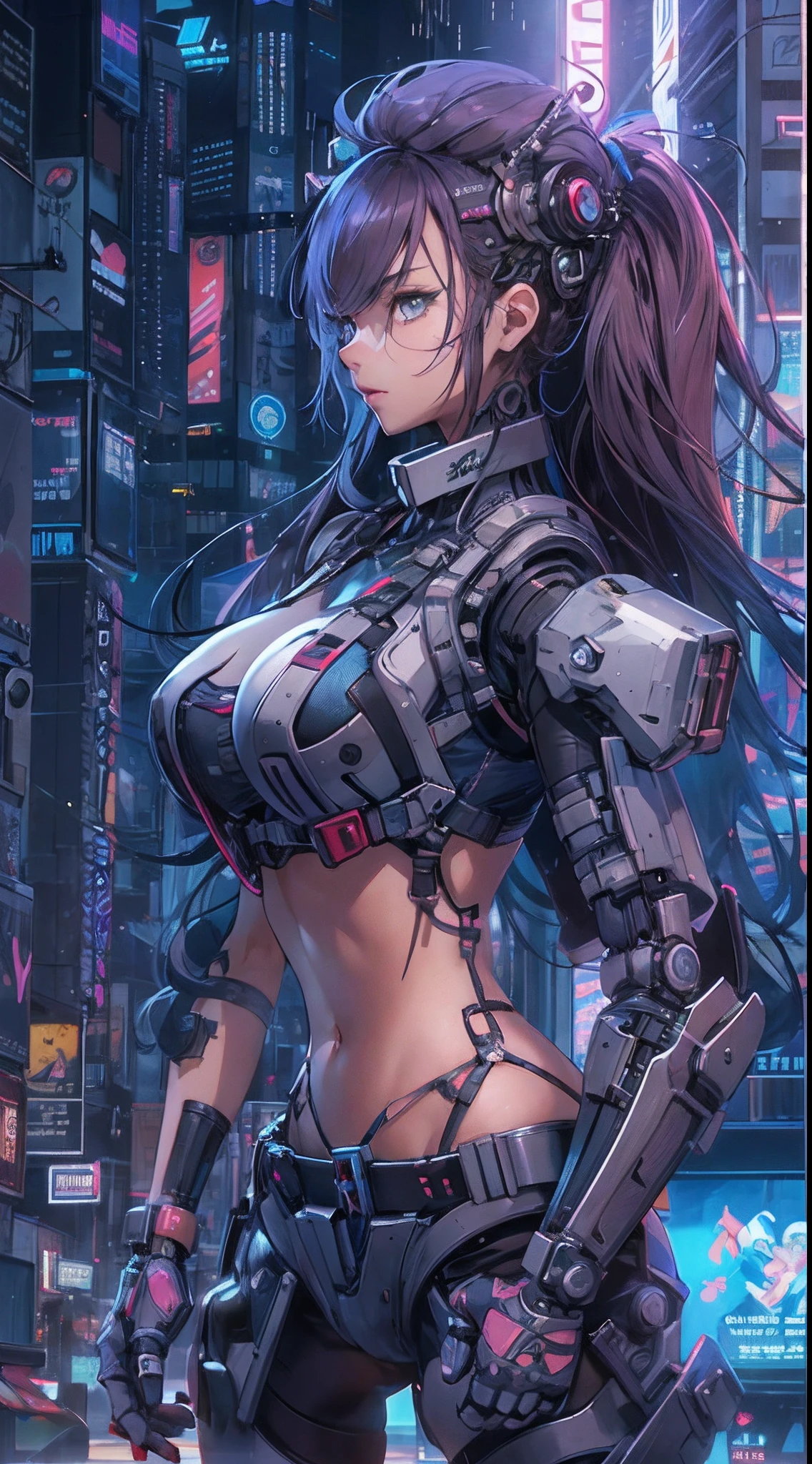 1girll，Black color hair，Twist braids，Qi bangs，red pupils，Round glasses，beauitful face，crisp breasts，Convex buttocks，in a white shirt，red necktie，Black suit，White heels，There are floating missile-launching weapons on the sides of the body，sci-fy，cyber punk perssonage，perfectly proportioned, Cinematic lighting, filmgrain, Fuji colors, lightand shade contrast, 8K, 巨作, Textured skin, Super detail, high detal, High quality, A high resolution,