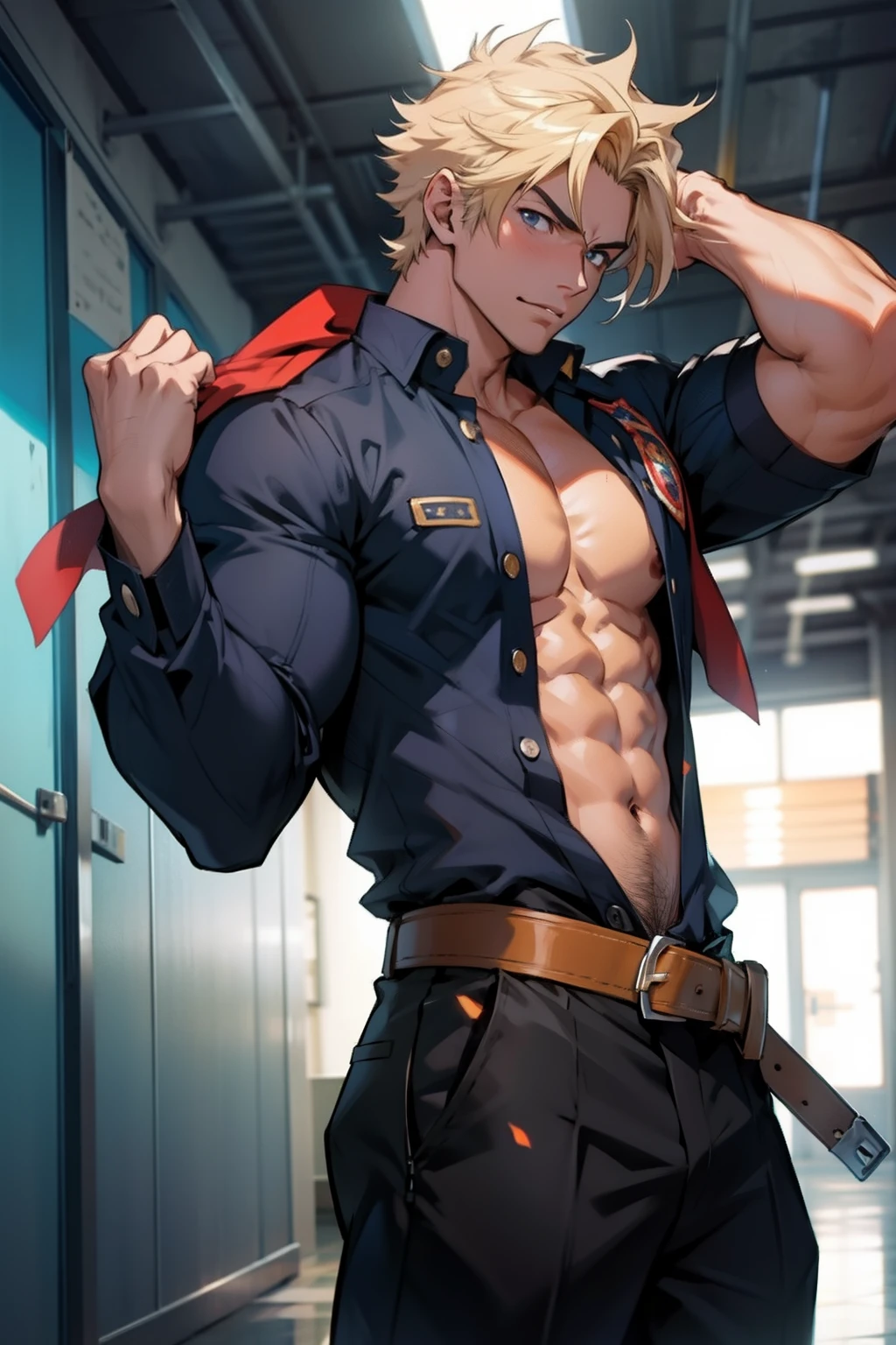 (1boy,masculino), de anime musculoso em academia