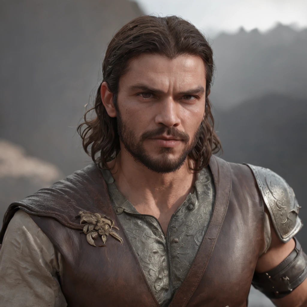 (Professional 3D rendering:1.3) de (Realistic:1.3) Foto de arte mais bonita do mundo,Features soft, bright male heroes, ((Epic hero fantasy rough muscular man wet hero angry look long hair short beard and fierce expression in dynamic pose, fantastic location, majestoso ambiente desordenado)), corpo inteiro 8k unidade render, action shot, poros da pele, very dark lighting, sombreamento pesado, circunstanciado, Rosto detalhado, (vibrante, fotogrdeia realista, Realistic, Dramatic, Escuro, foco nítido, 8k), (Old leather clothes damaged by bad weather:1.4), ((((Use peles)))), (intrincado:1.4), decadente, (altamente detalhado:1.4), pintura digital, rendering by octane, art stations, Conceito-Arte, liso, foco nítido, illustration, germe da arte, (Loish:0.23), Wlop Ilya Kuvshinov, e Greg Rutkowski e Alphonse Mucha Gracias, (global ilumination, studiolight, Light Volumetric), chuva forte, floating particles, patife, fantasia, Onze, corpo inteiroesbian, ((Fundo escuro e antigo da cidade:1.3)),CGSesociedade,art stations