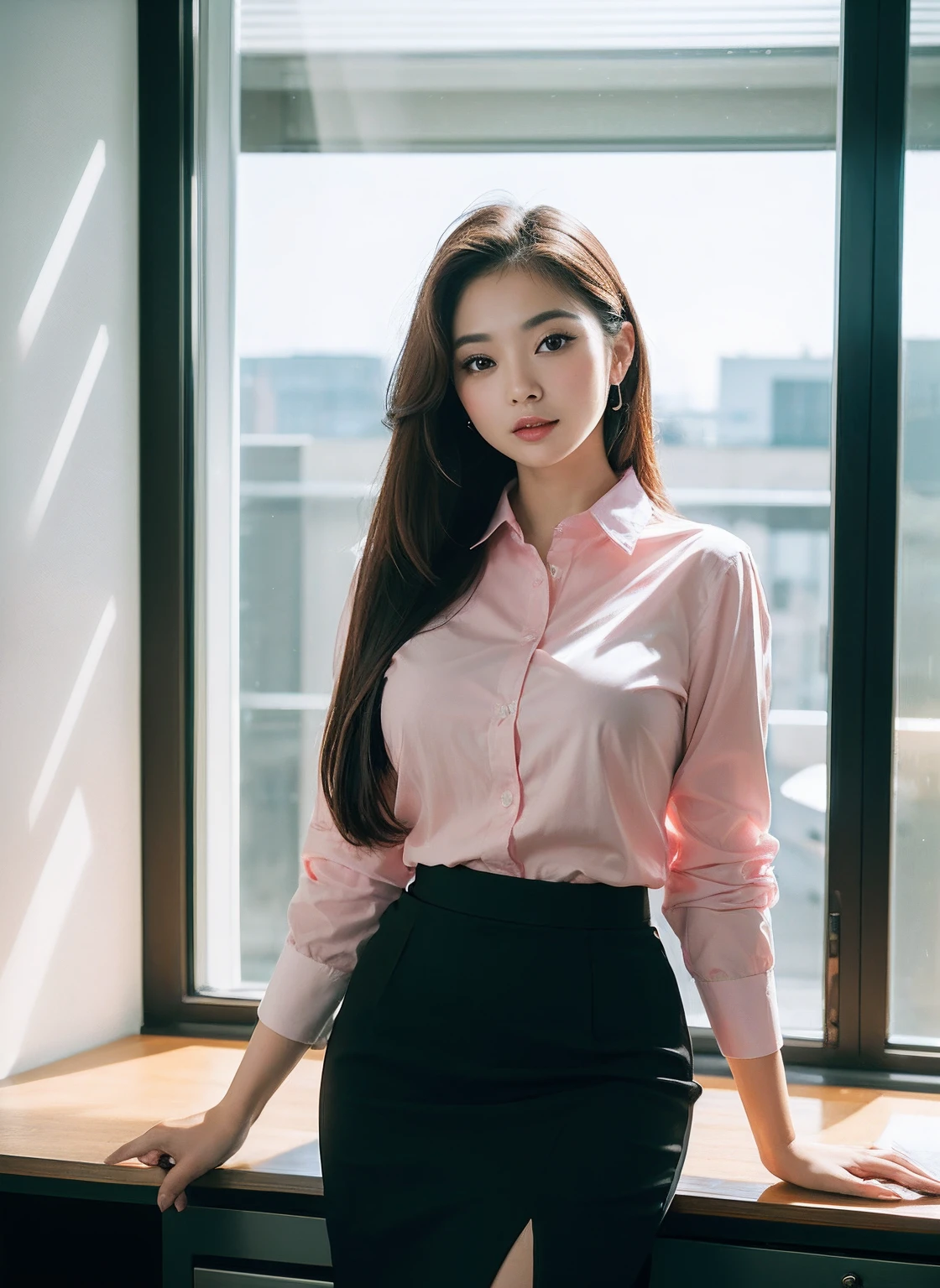 (Realistic:1.2), 18yo Girl, sexy outfit , sitting, computer classroom