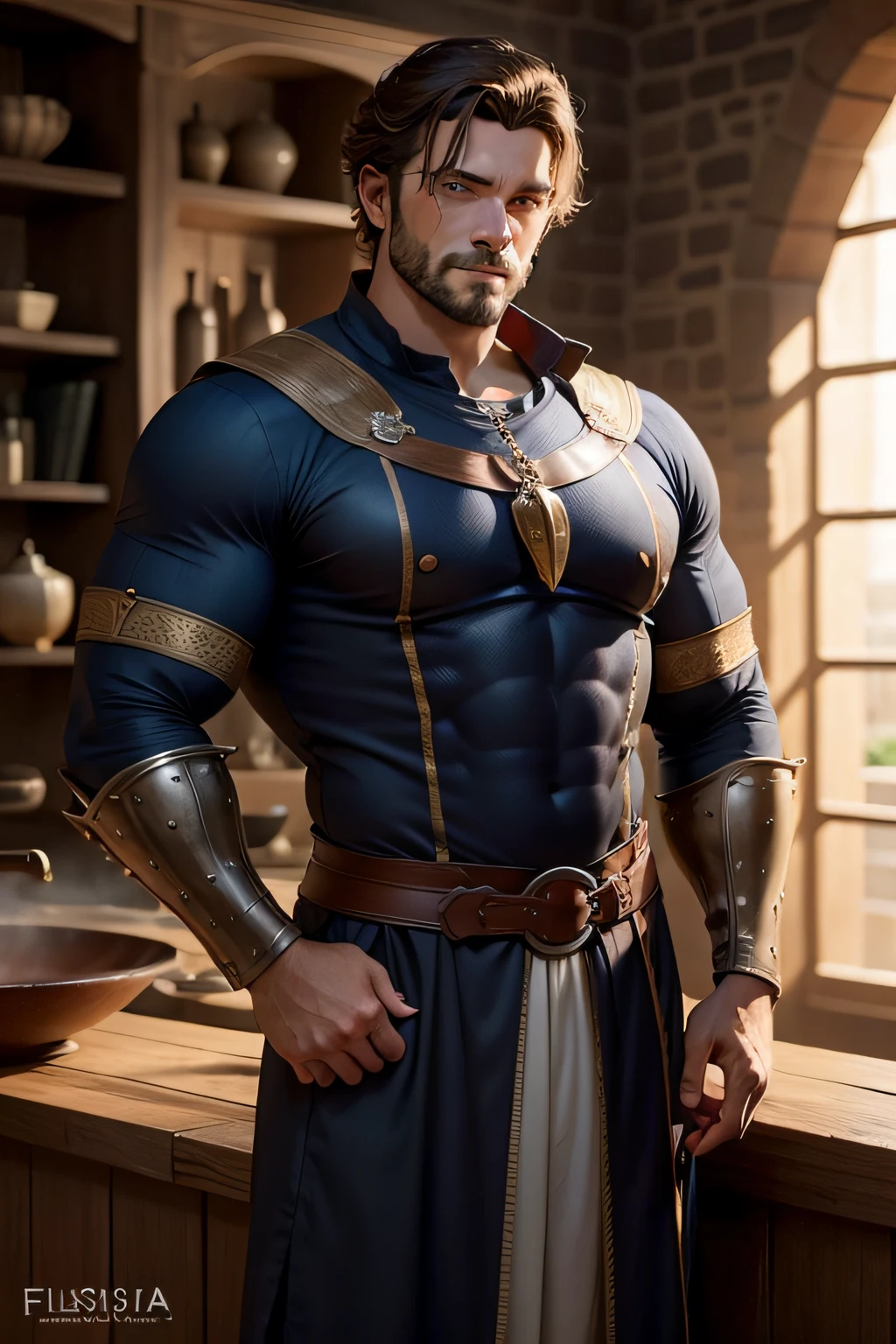 homem musculoso, fantasia medieval