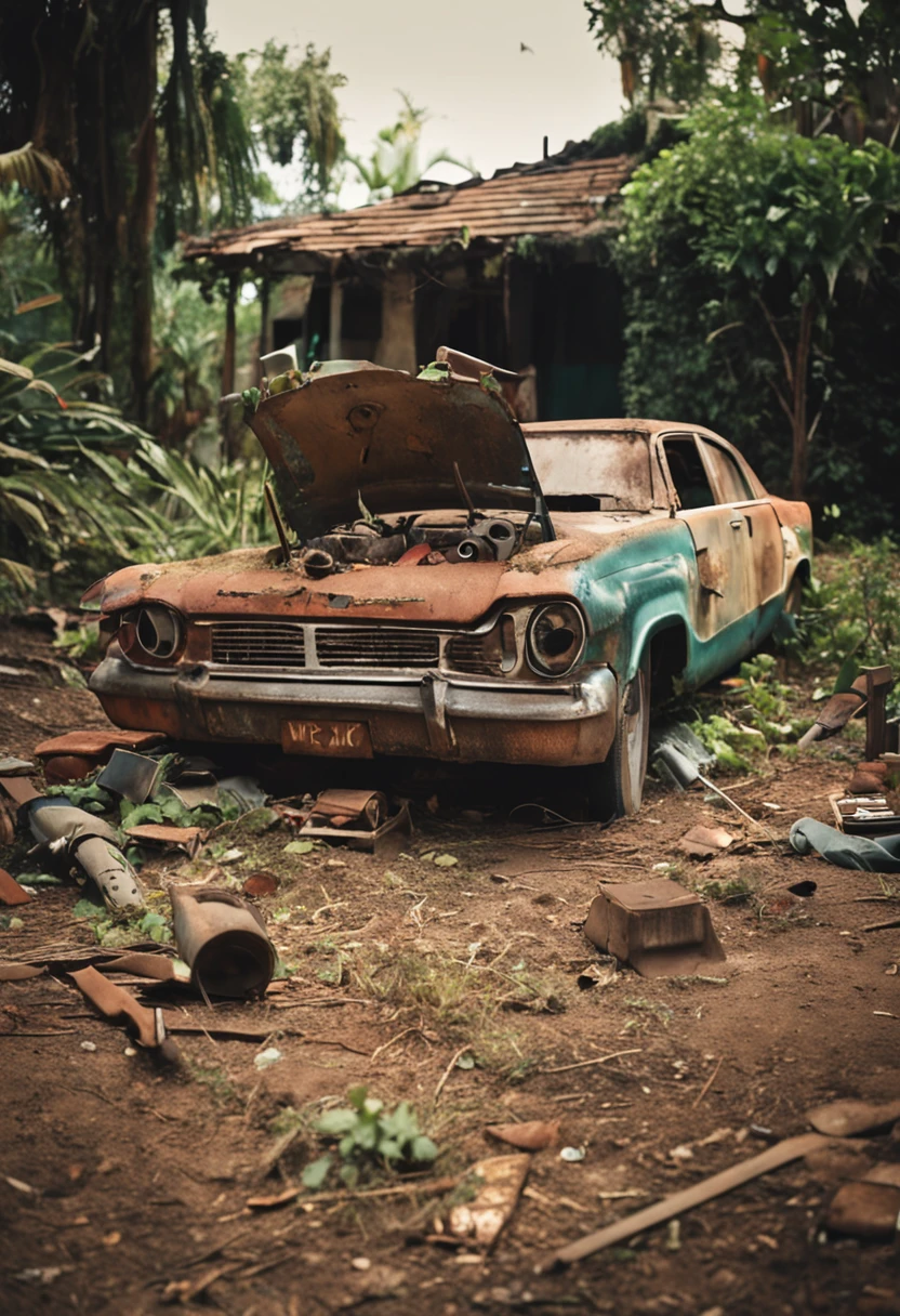 An unknown mechanic's tool abandoned in the garden of an 80's Brazilian married woman