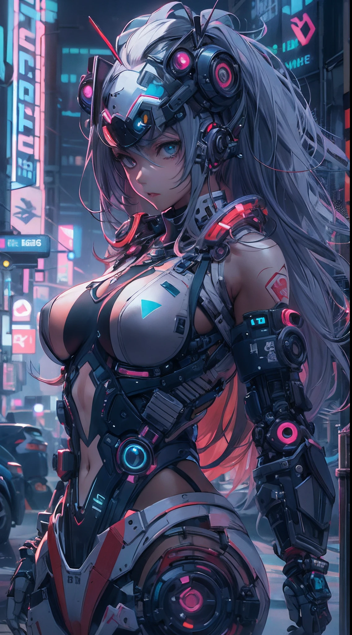 Motor irreal:1.4,UHD,La mejor calidad:1.4, fotorrealista:1.4, textura de la piel:1.4, Obra maestra:1.8,Chica de anime con atuendo futurista posando en una ciudad por la noche, Cyberpunk anime chica mech, Arte digital cyberpunk anime, Anime Arte cyberpunk, Chica de anime cyberpunk, Chica femenina de anime cyberpunk, Linda Chica Cyborg, Mejor fondo de pantalla de Anime 4K Konachan, Oppai cyberpunk, Digital Cyberpunk - Arte Anime, arte de anime cyberpunk, girl in mecha cyber armor, Perfecto anime cyborg mujer