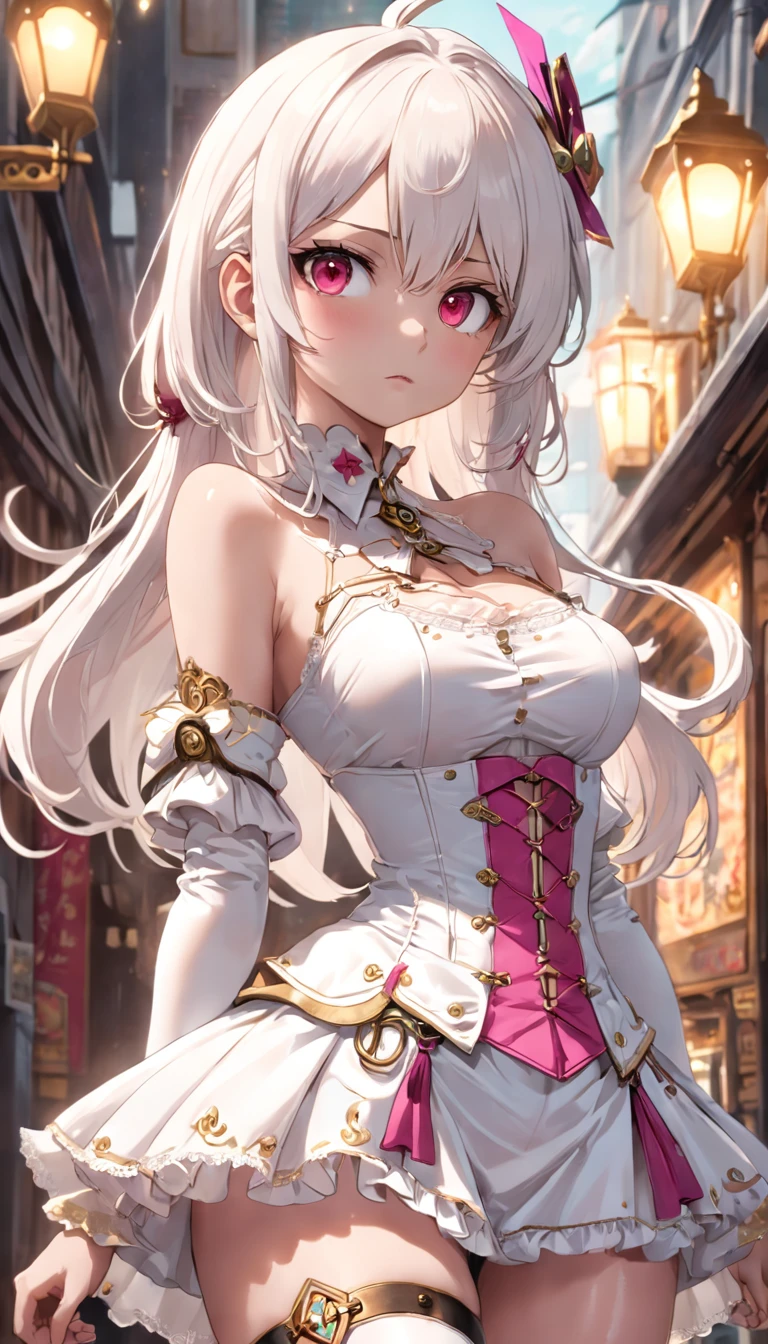 masterpiece,highest quality,Highly detailed face,Fine grain,Sparkling eyes,Highlighted eyes,Medium chest,pretty girl,smile,Cat ear,Beautiful silver hair,Pink inside,Beautiful pink eyes,dress、Waterfront