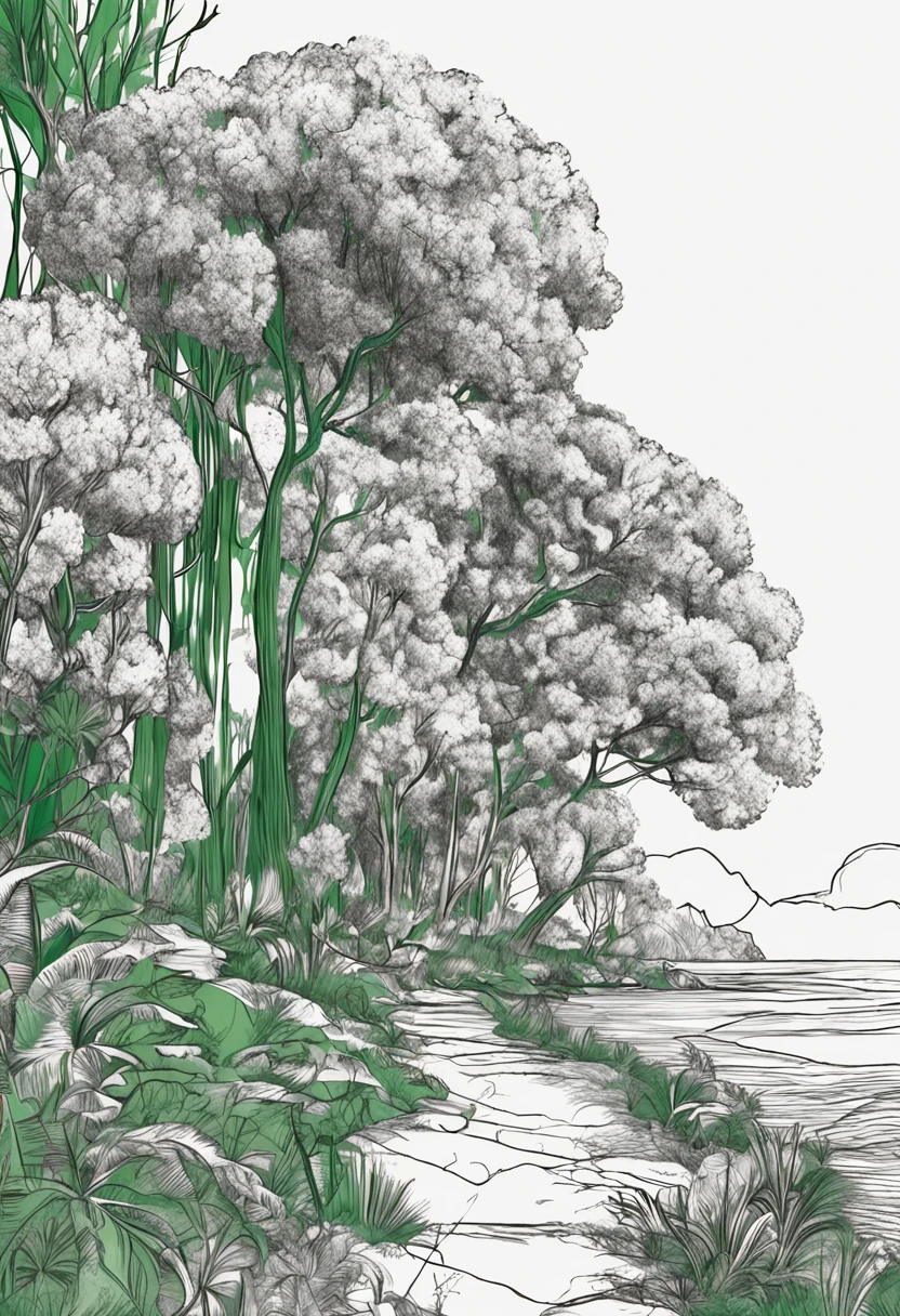 greenary hand sketch, line sketch