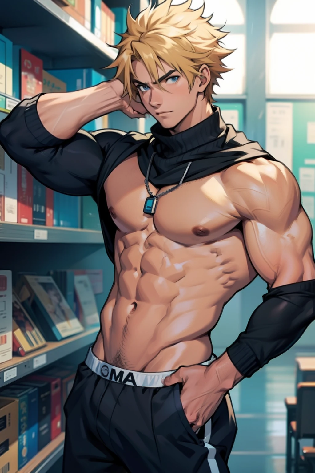 (1boy,masculino), de anime musculoso em academia