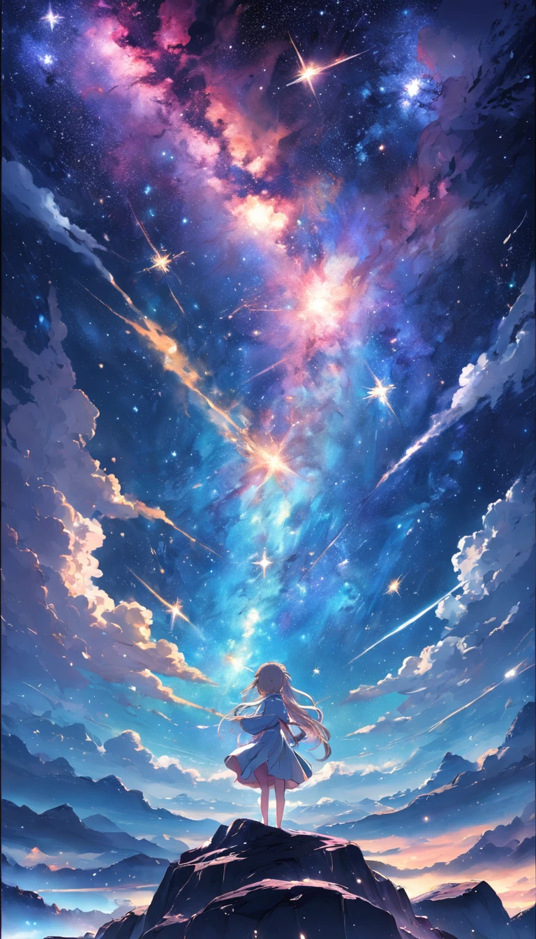 The entire galactic starry sky，Magnificent,Twinkling starlight，boundless，Fantastic sights。