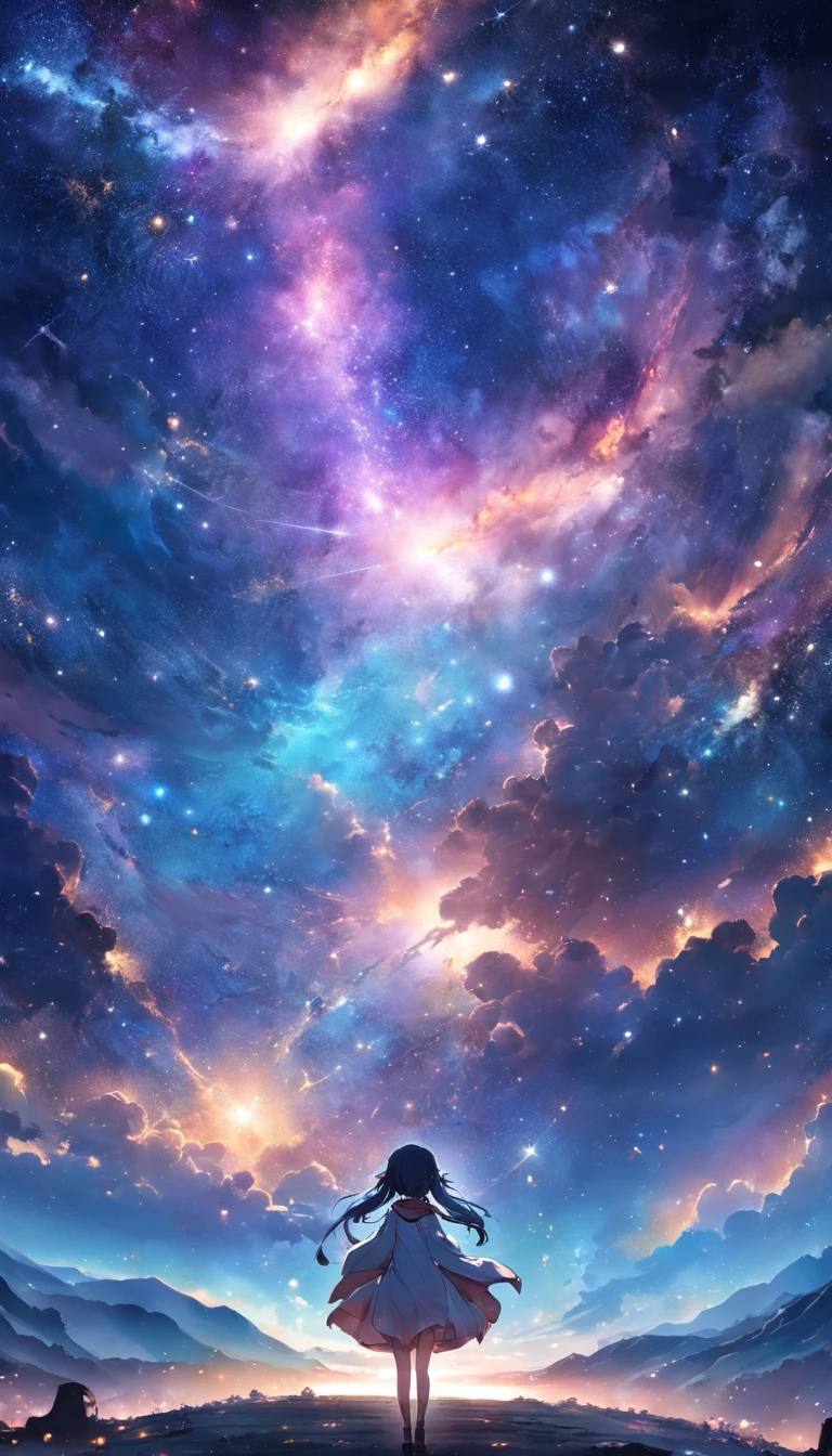 The entire galactic starry sky，Magnificent,Twinkling starlight，boundless，Fantastic sights。