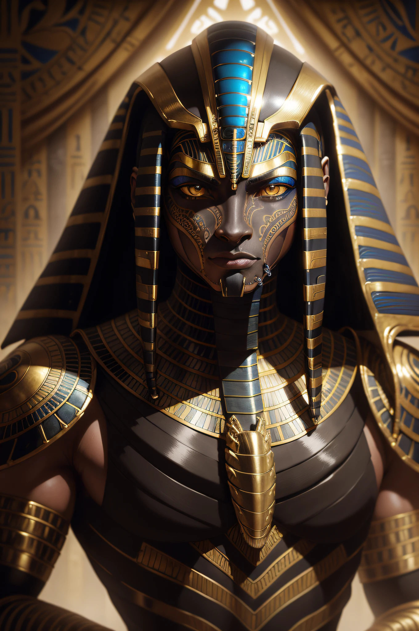 biomachine:1.3, (Egyptian Black predator:1.2), (Colouring:1.2), dourado, ouro, Hans Giger, (Zentangle:1.2), granulado, extremamente detalhado, detalhes intrincados, dynamic lighting, fotorrealista, Luz Natural, baixo h, obra prima, detalhado 8k
