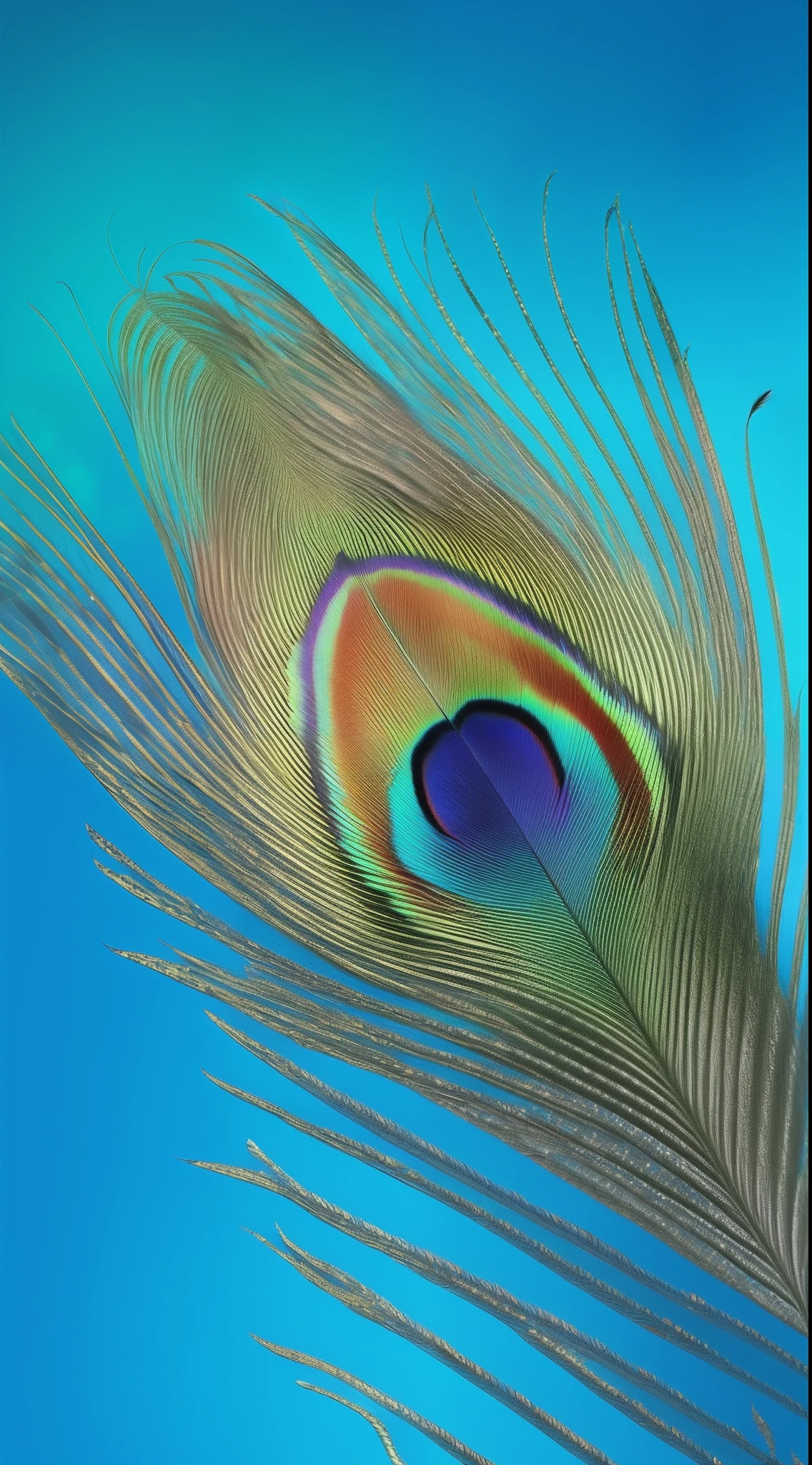 Peacock feathers on blue background,A feather, Peacock feathers, peacock colors, beautiful feathers, peacock, colorful feather, Real feathers, beautiful feathers, details and vivid colors, feater, colorful hd picure, close up portrait shot, Colorful feathers, Feather feathers, Colorful close-ups, Peacock feathers wrap around the head